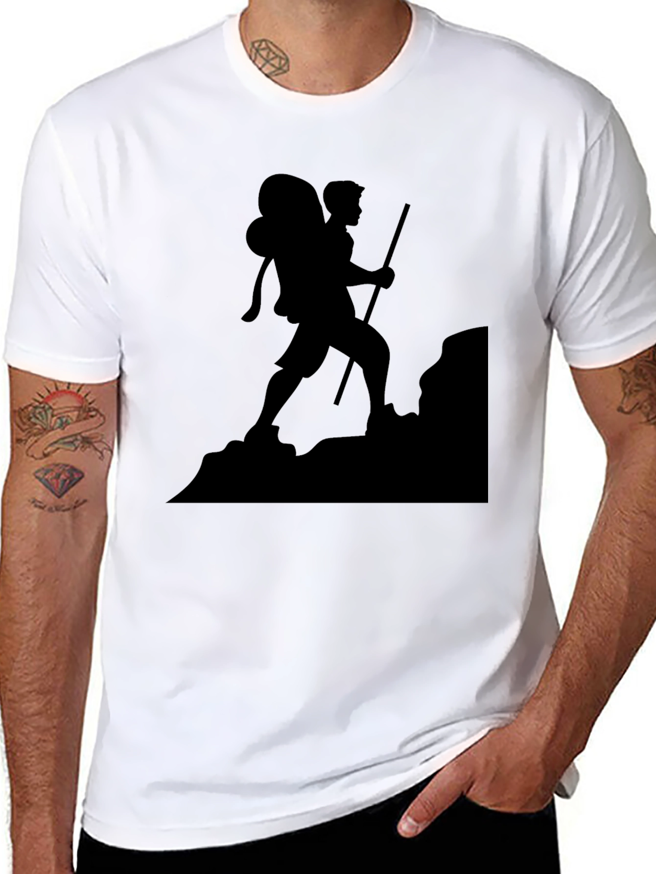 Hiking Silhouette Graphic Tee - Black