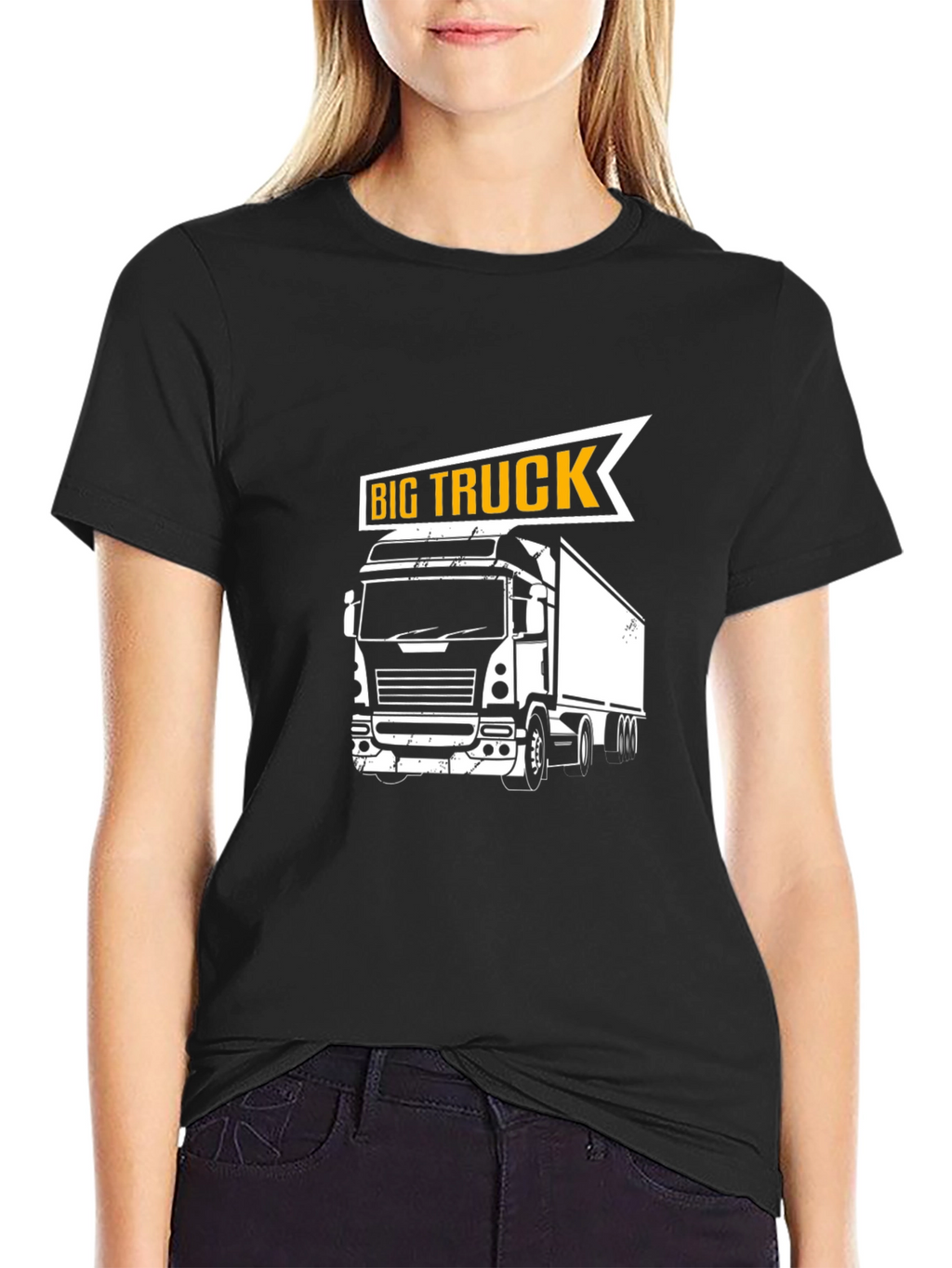 Big Truck Graphic Tee - Black Cotton T-Shirt