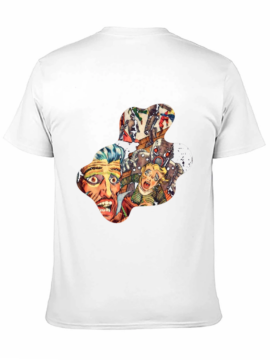 Retro Horror Comic Print Black T-Shirt