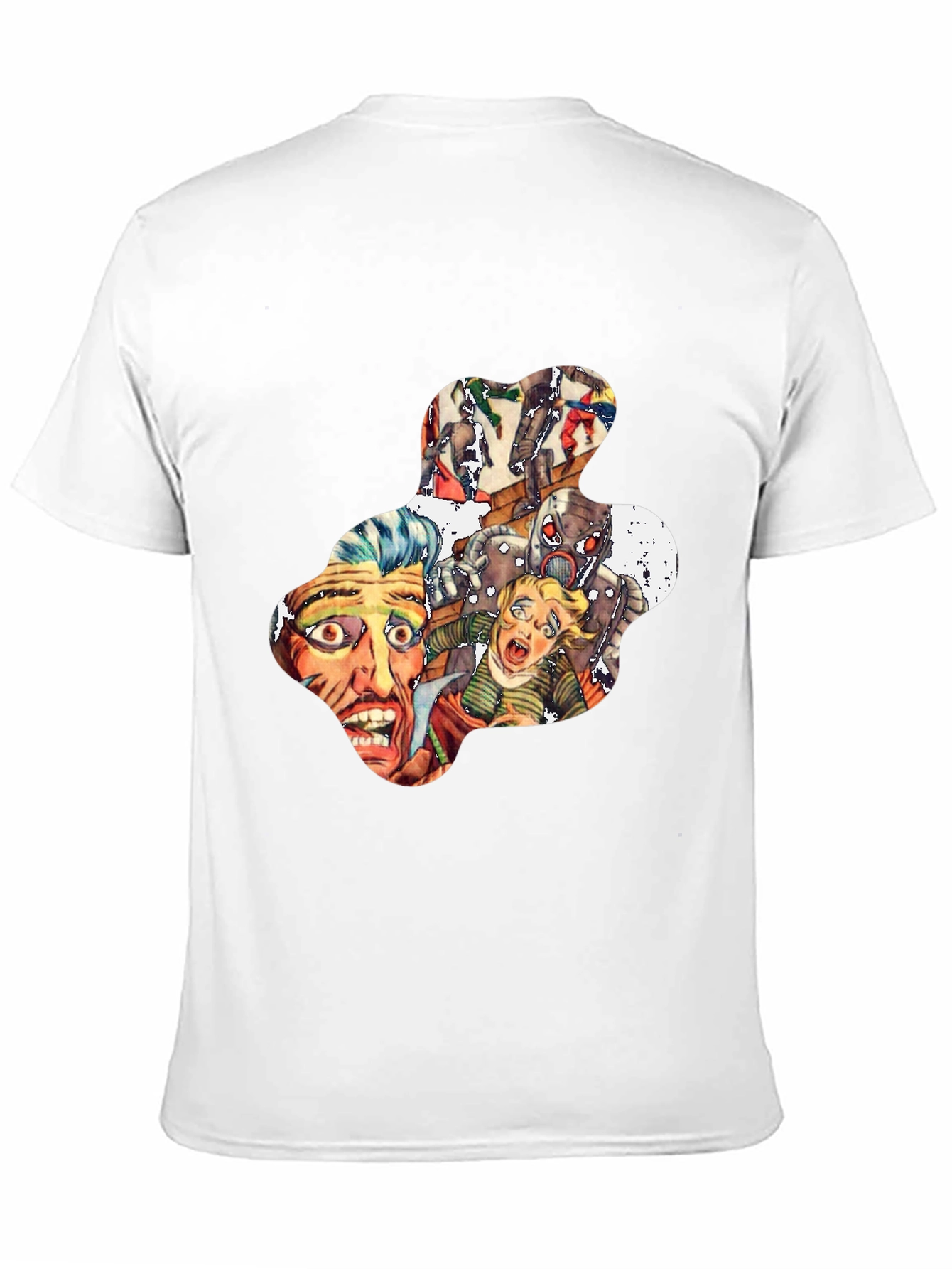 Retro Horror Comic Print Black T-Shirt