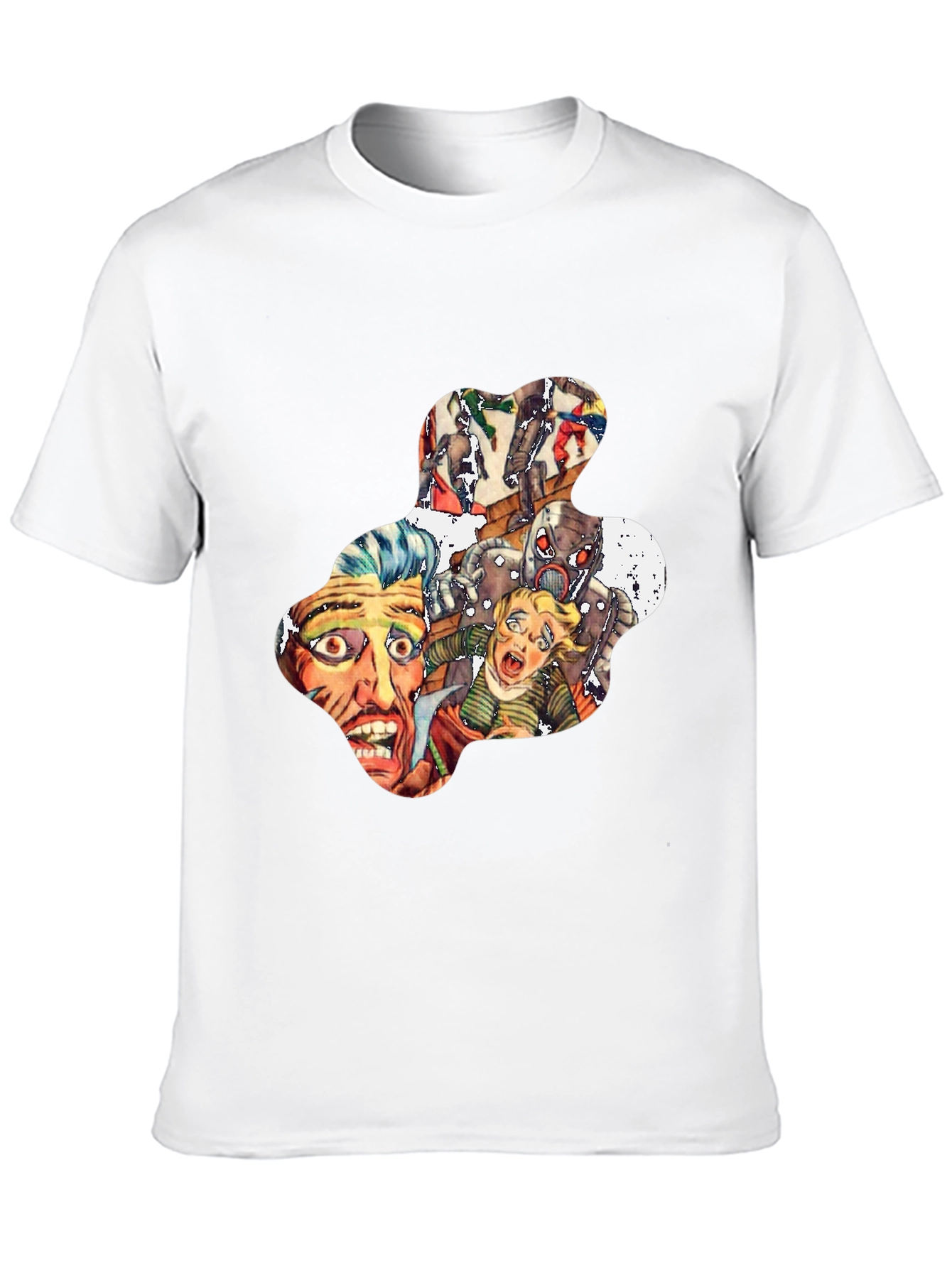 Retro Horror Comic Print Black T-Shirt