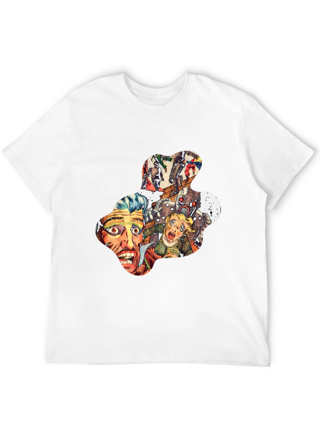 Retro Horror Comic Print Black T-Shirt