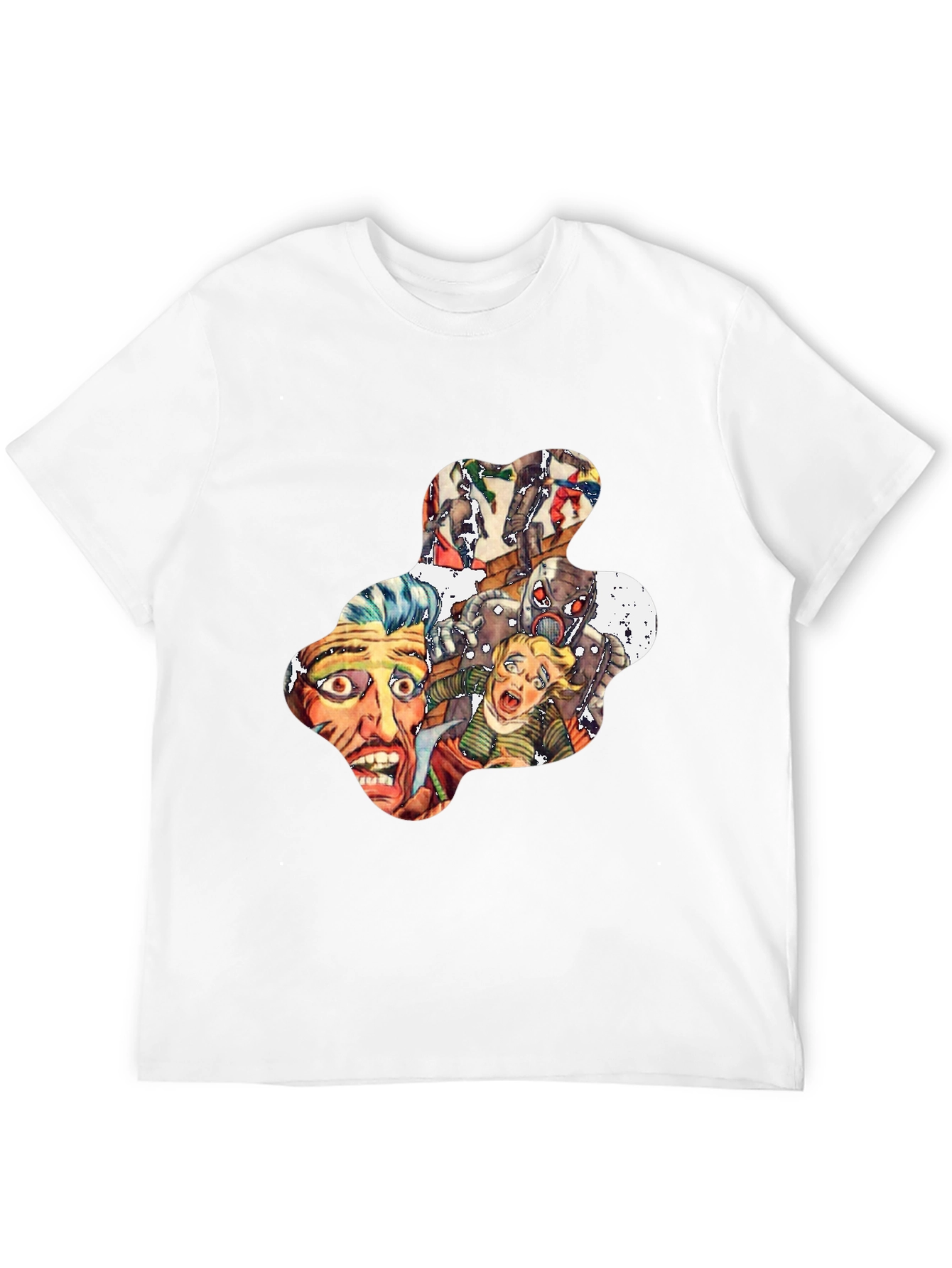 Retro Horror Comic Print Black T-Shirt