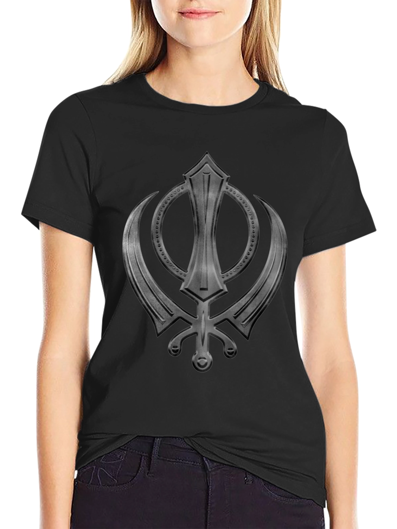 Khalsa Symbol Graphic T-Shirt - Black Cotton Tee
