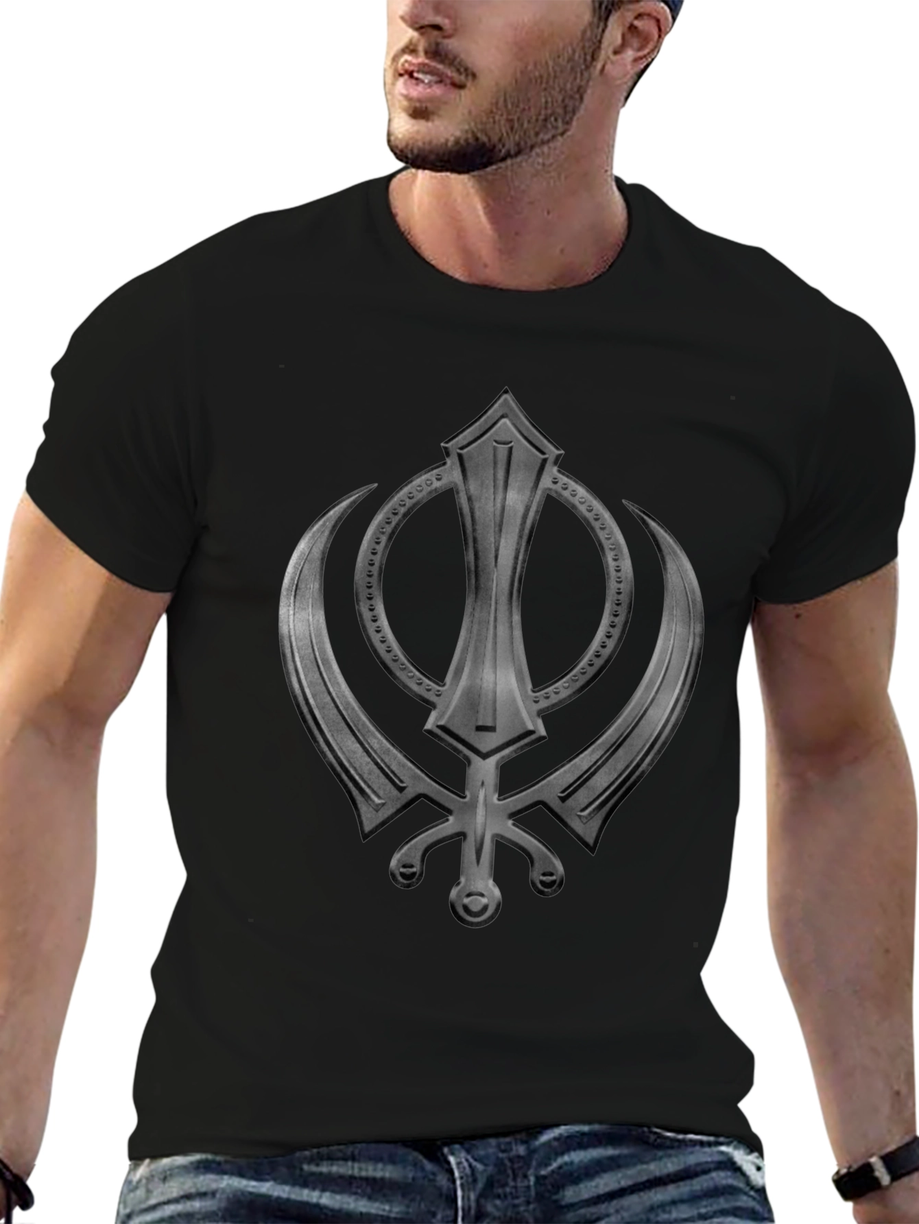 Khalsa Symbol Graphic T-Shirt - Black Cotton Tee