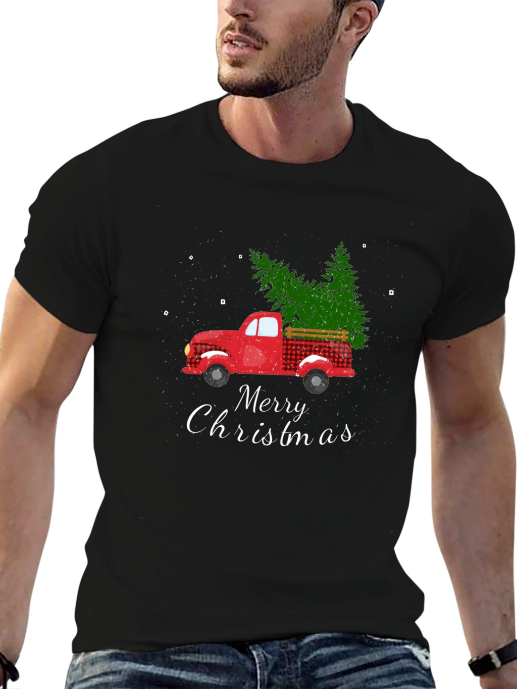 Merry Christmas Truck Graphic T-Shirt