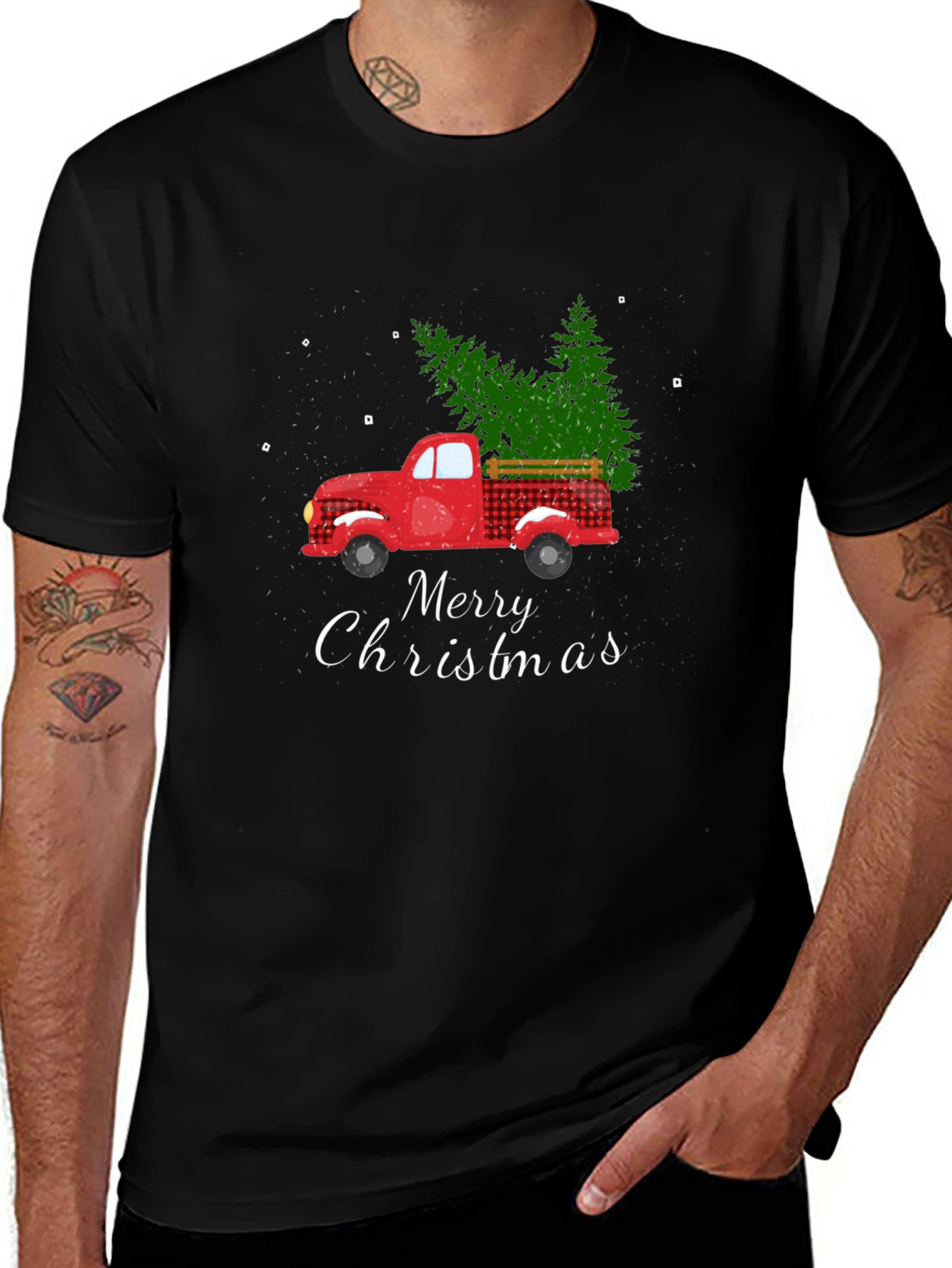 Merry Christmas Truck Graphic T-Shirt