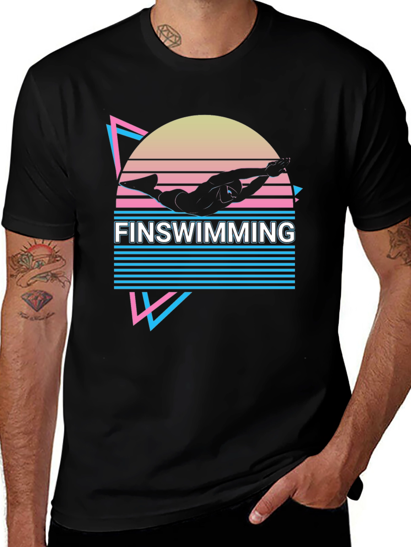 Retro Finswimming T-Shirt - Vintage Swimmer Design