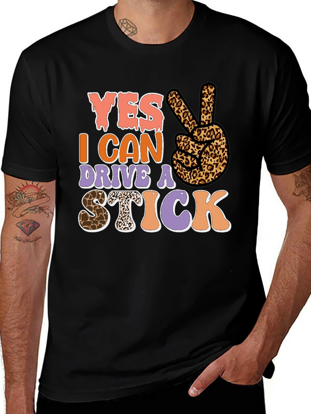 Yes I Can Drive a Stick Leopard Print T-Shirt