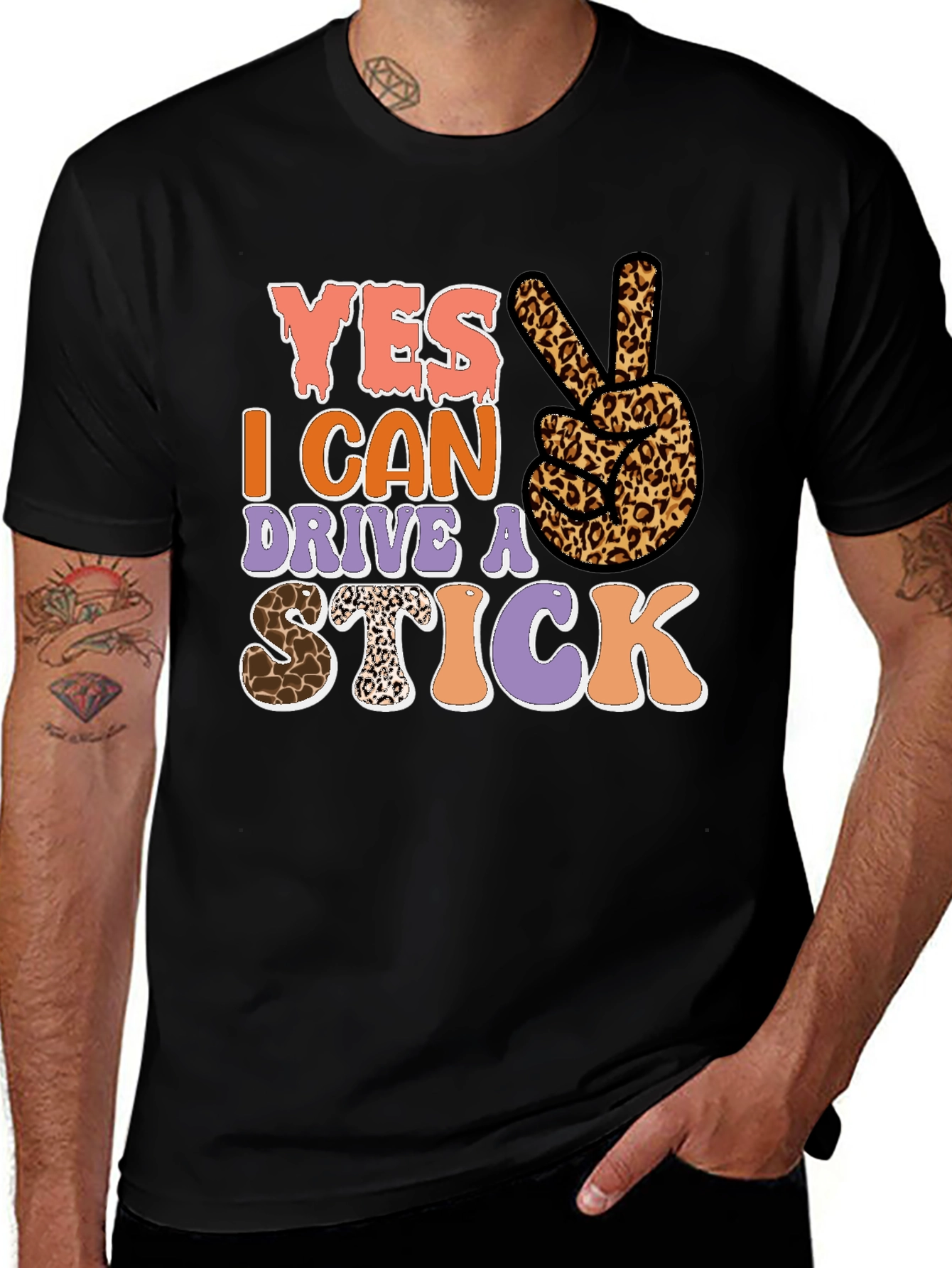 Yes I Can Drive a Stick Leopard Print T-Shirt