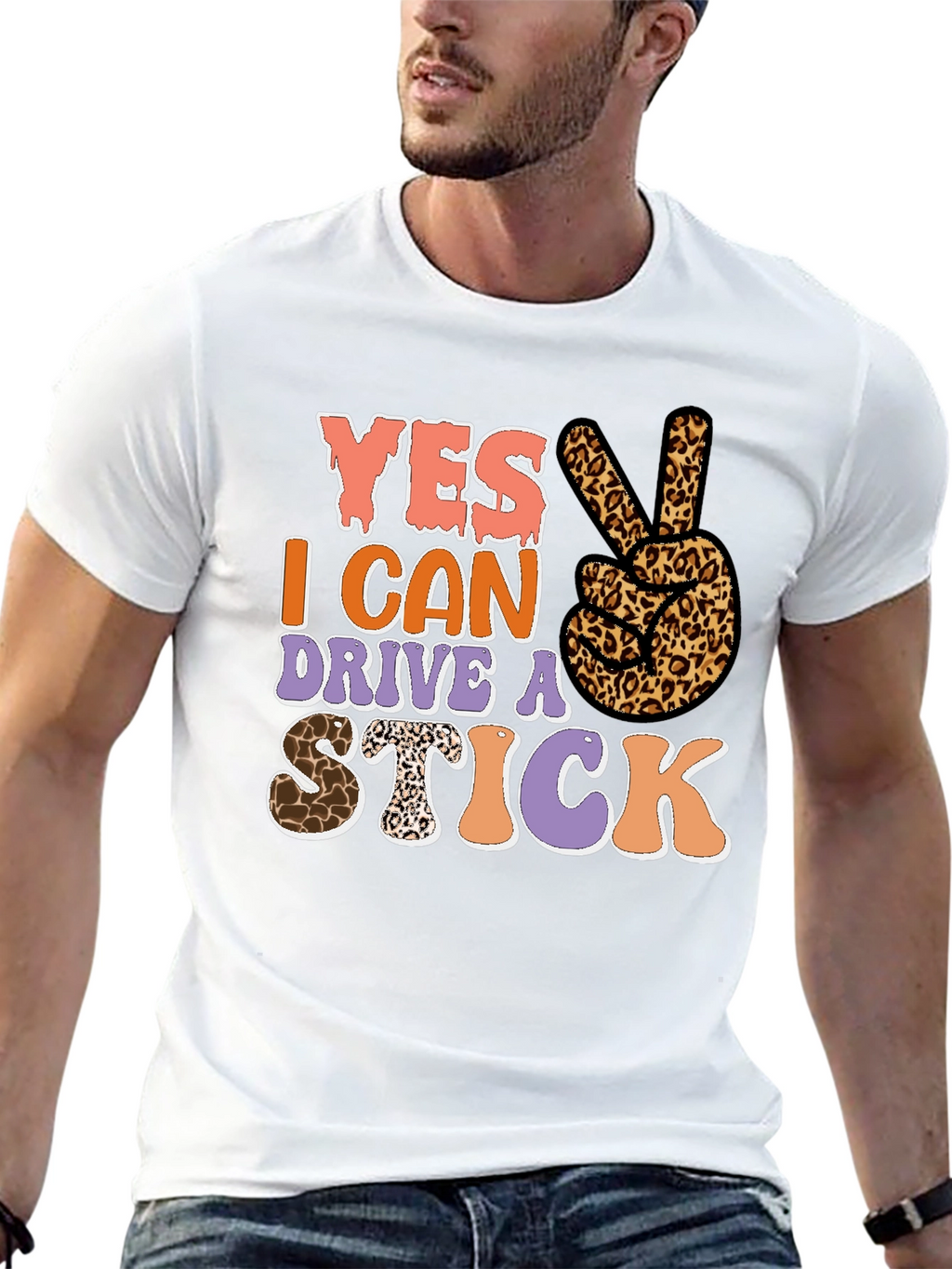 Yes I Can Drive a Stick Leopard Print T-Shirt