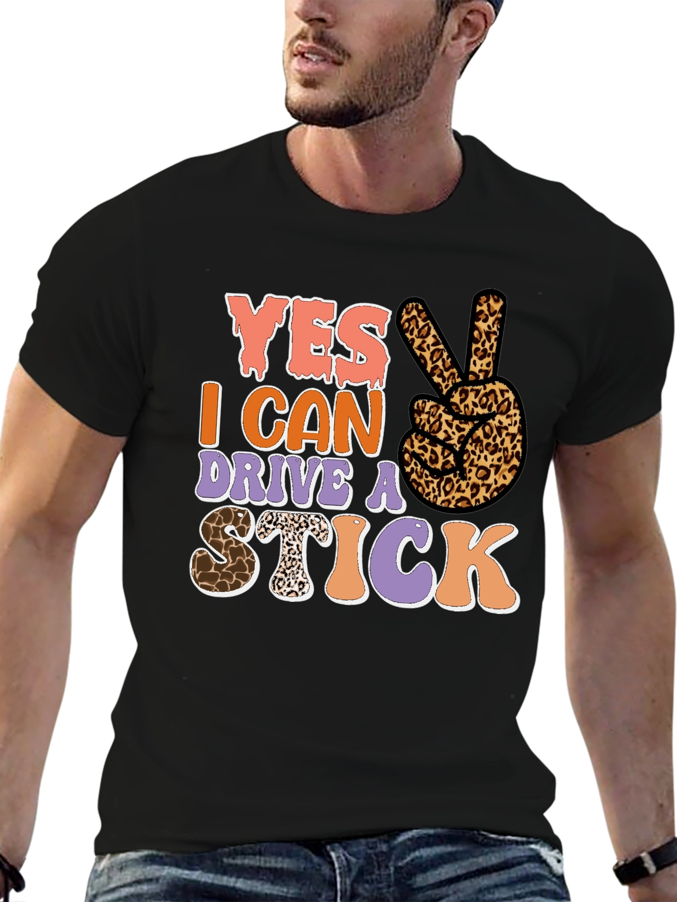 Yes I Can Drive a Stick Leopard Print T-Shirt