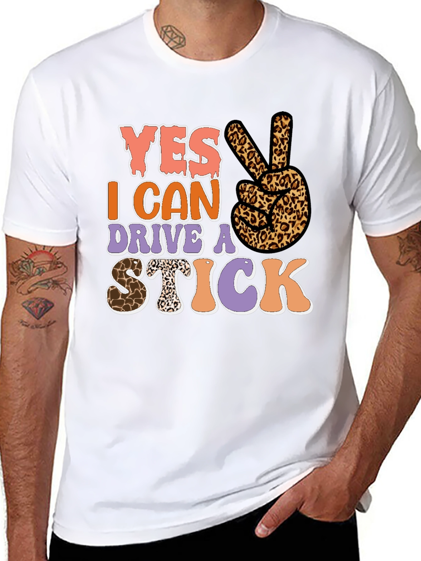 Yes I Can Drive a Stick Leopard Print T-Shirt