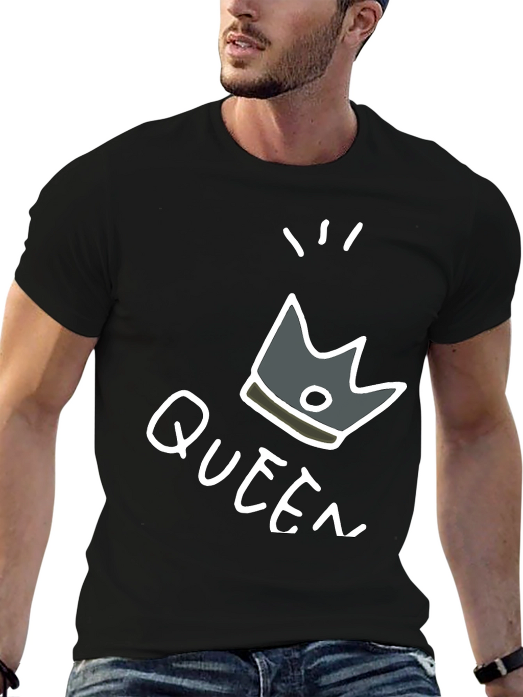 Queen Crown Graphic T-Shirt - Trendy Black Tee