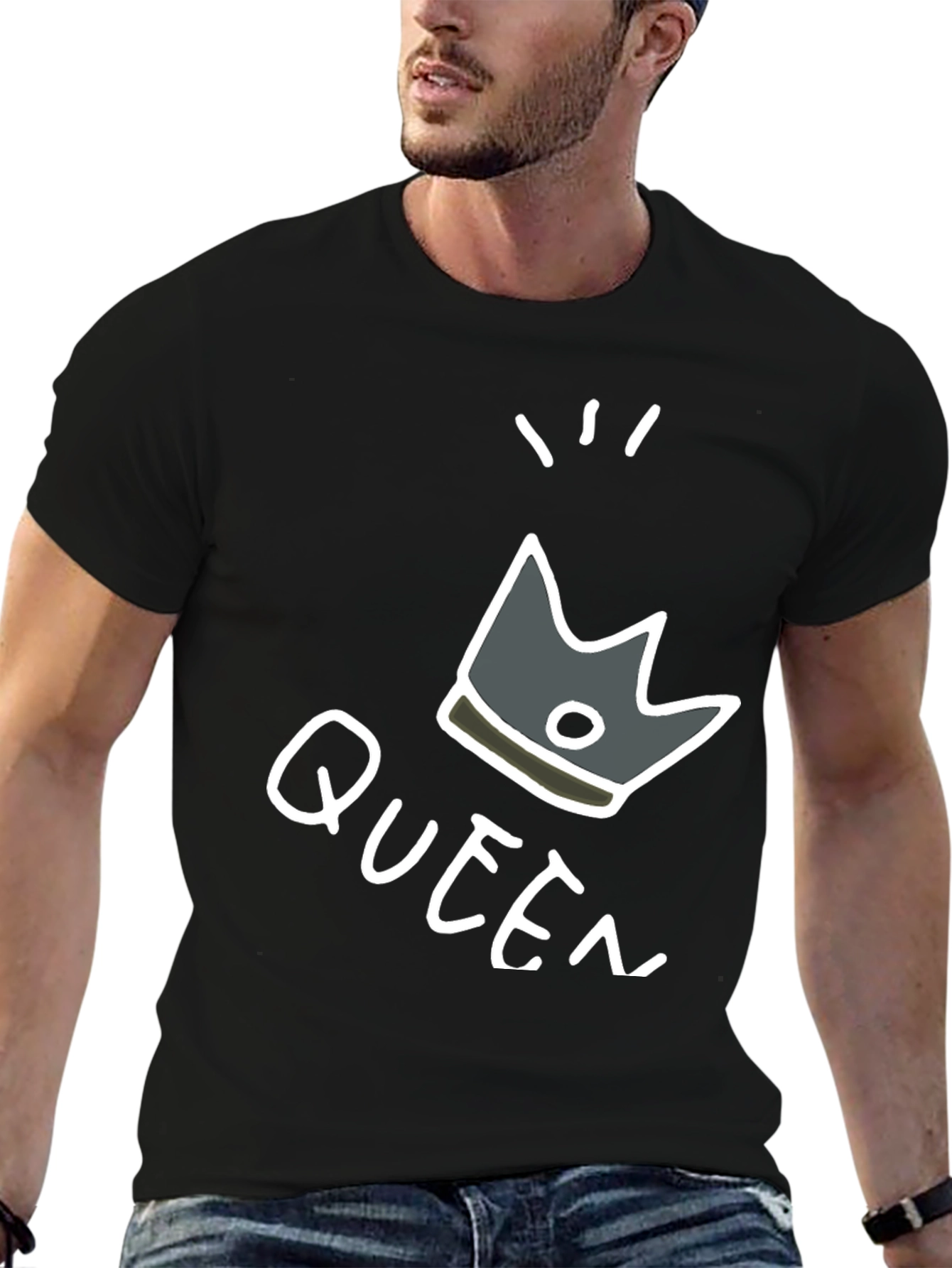 Queen Crown Graphic T-Shirt - Trendy Black Tee