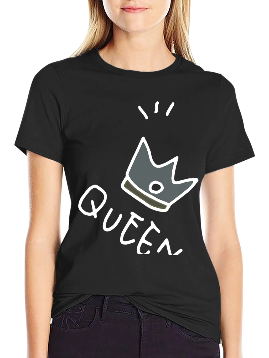 Queen Crown Graphic T-Shirt - Trendy Black Tee