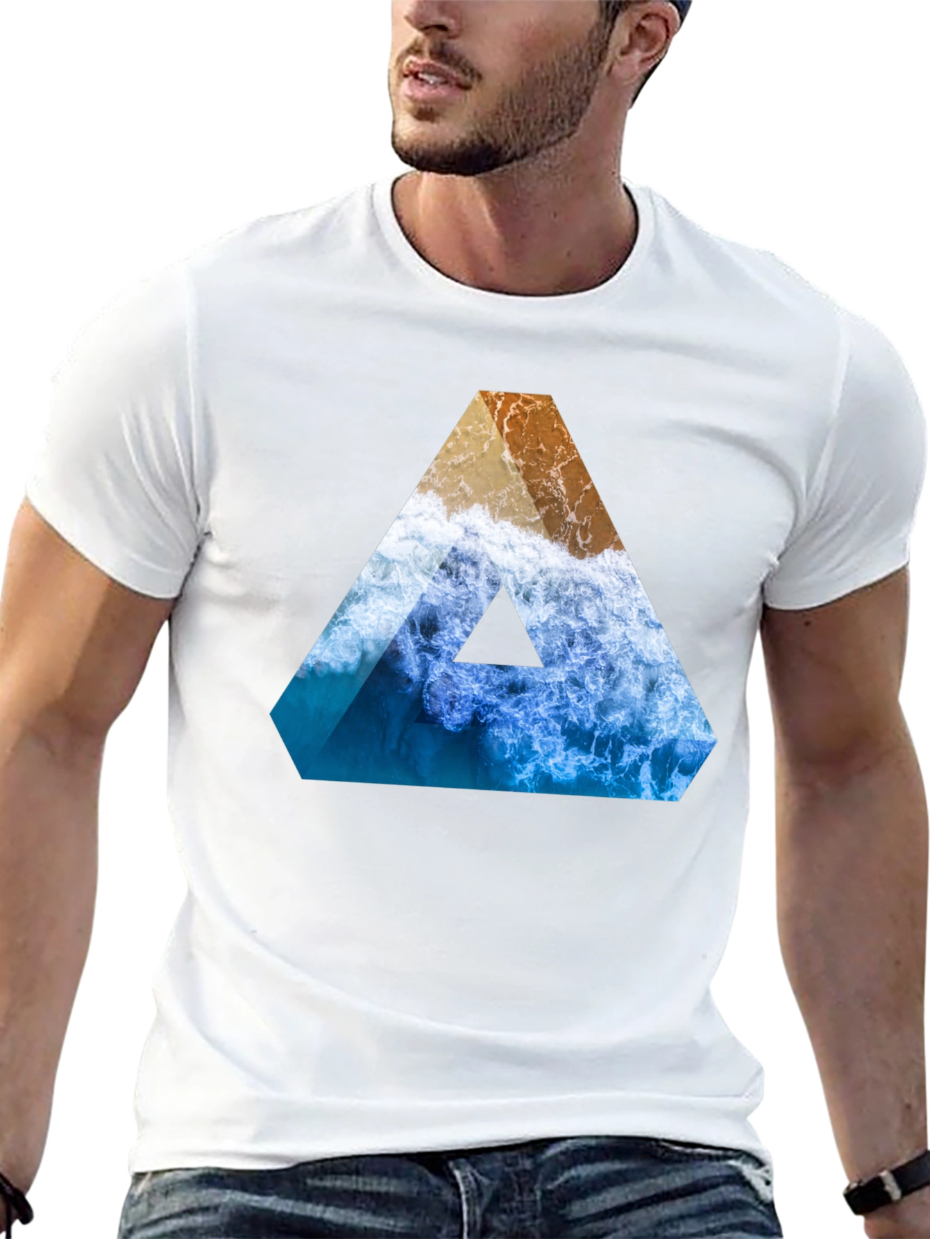 Ocean Wave Triangle Graphic Tee - Black