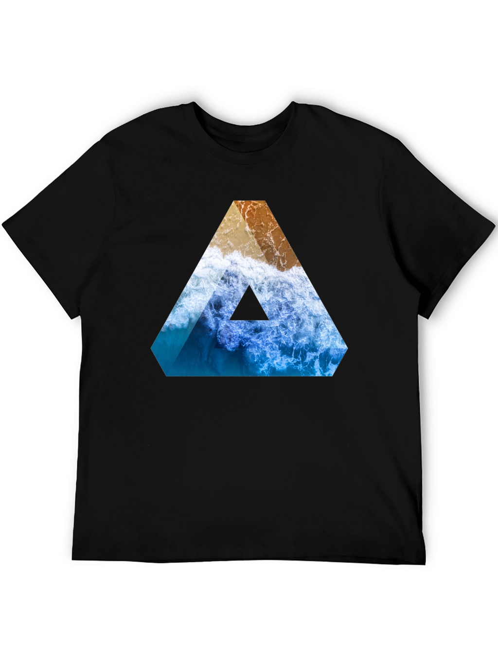 Ocean Wave Triangle Graphic Tee - Black