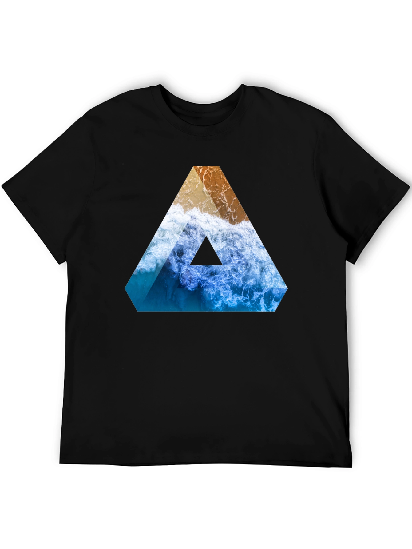 Ocean Wave Triangle Graphic Tee - Black
