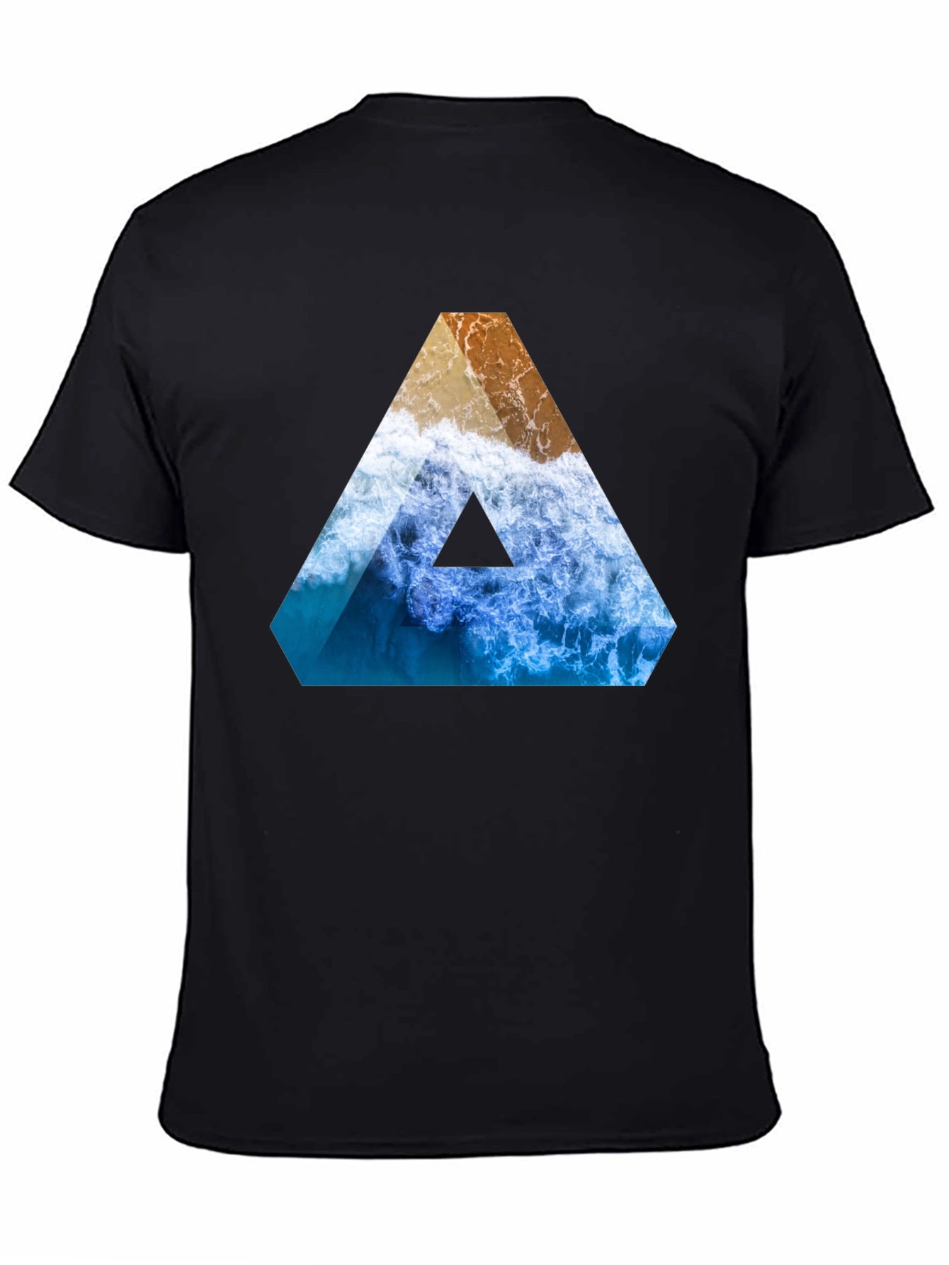 Ocean Wave Triangle Graphic Tee - Black