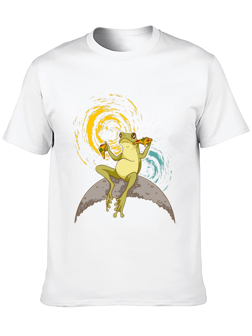 Frog on the Moon Eating Pizza T-Shirt