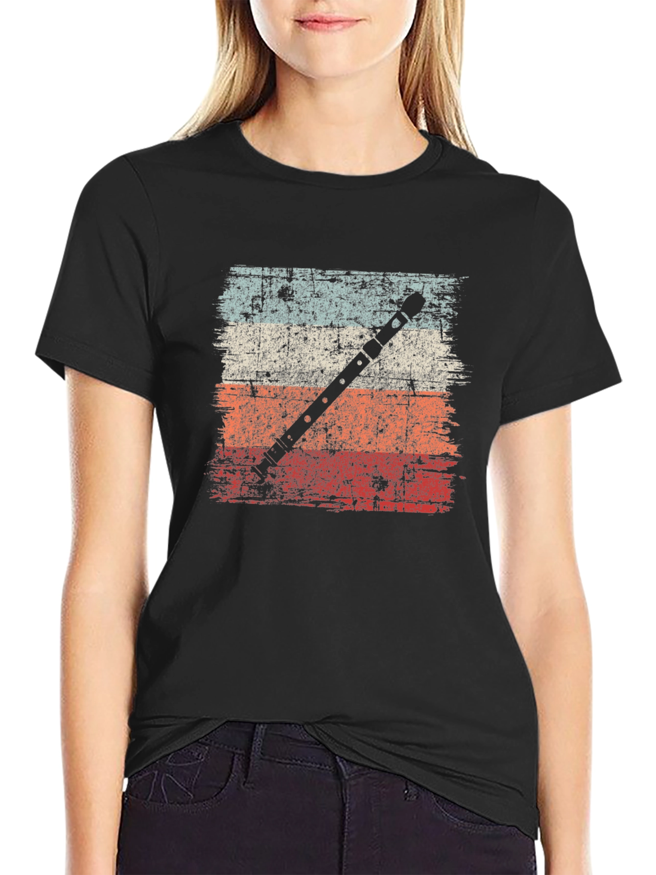 Retro Flute Player T-Shirt - Vintage Music Tee