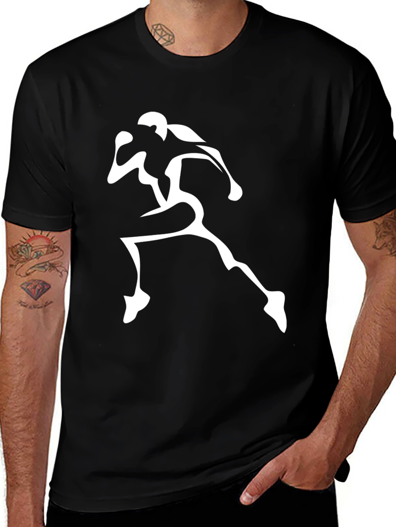 Mens Black Graphic Tee - Runner Design