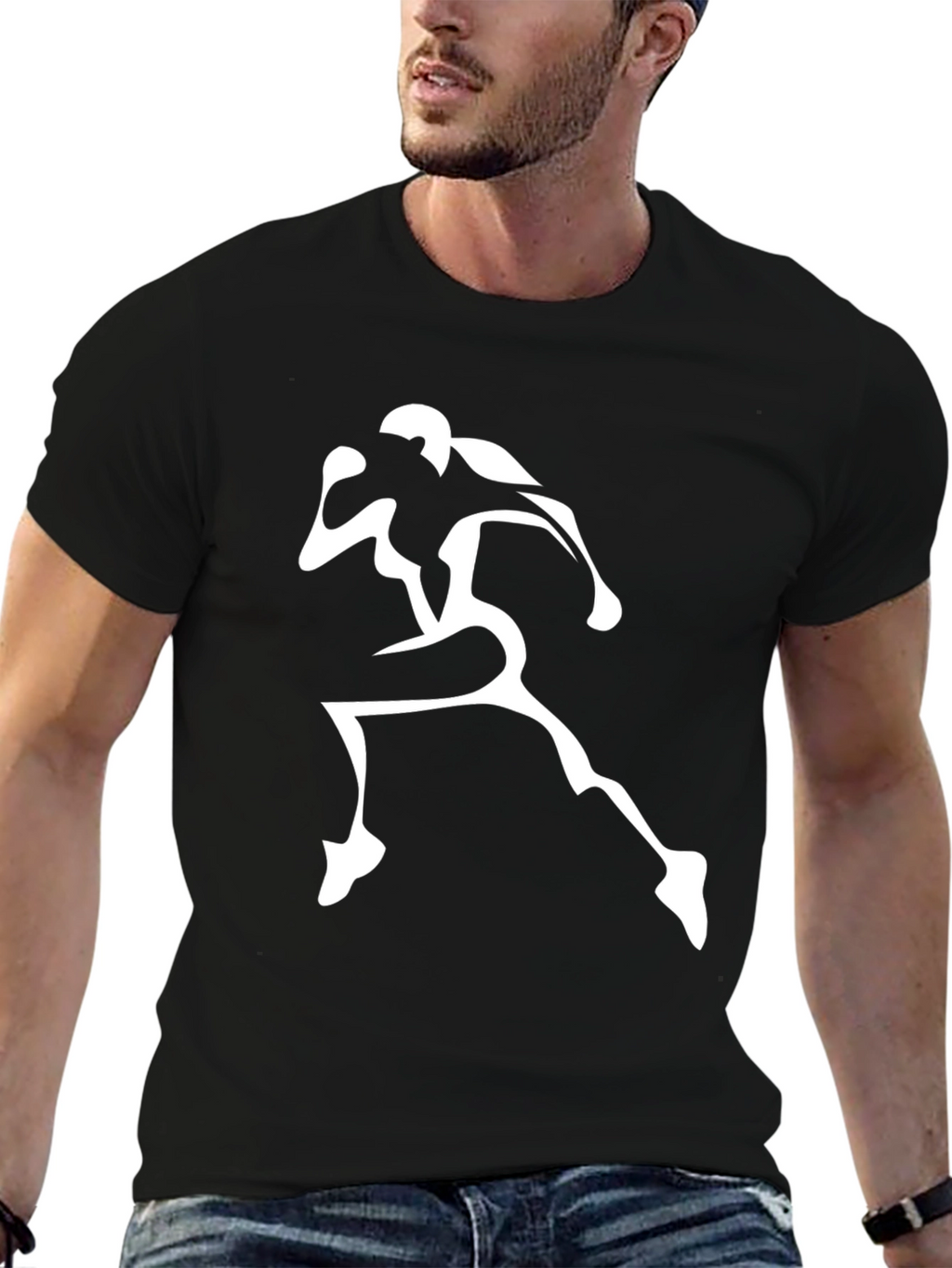 Mens Black Graphic Tee - Runner Design