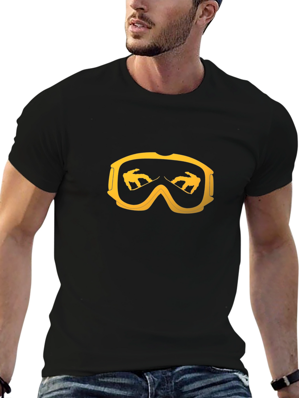 Snowboarder Goggles Graphic Tee - Black