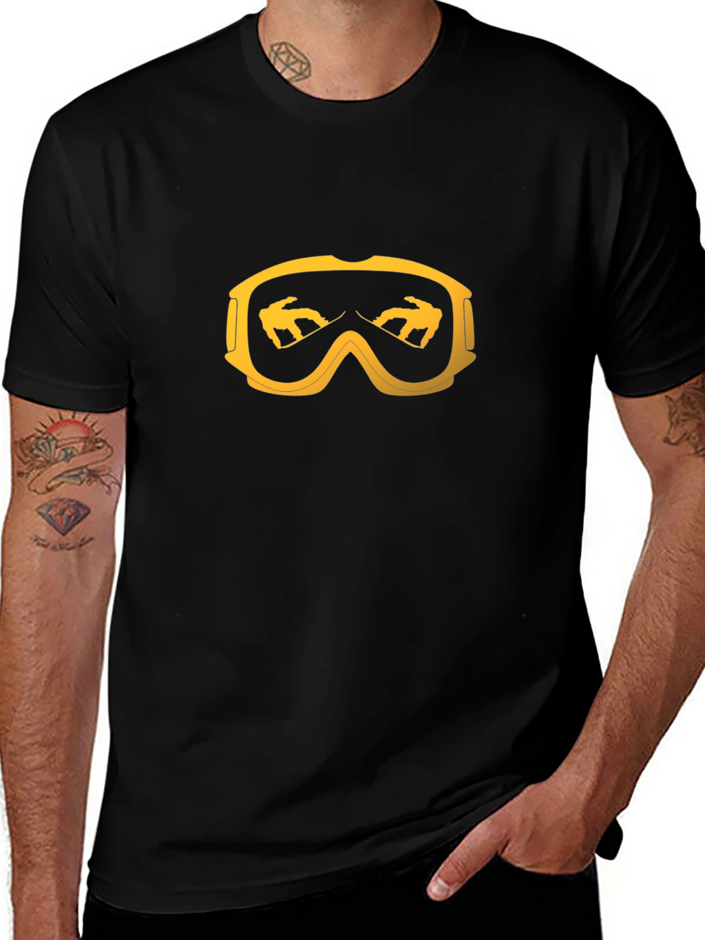 Snowboarder Goggles Graphic Tee - Black