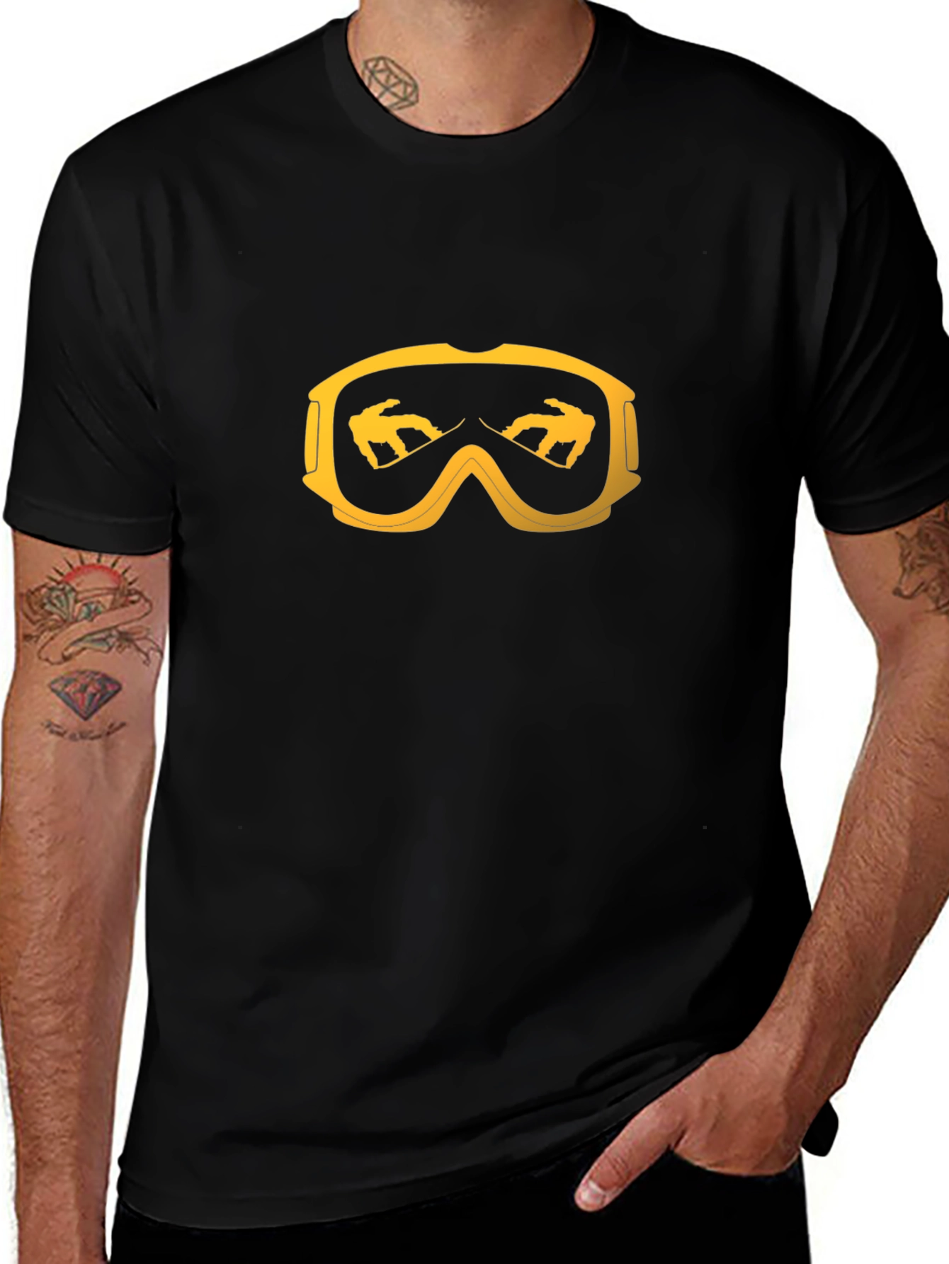 Snowboarder Goggles Graphic Tee - Black