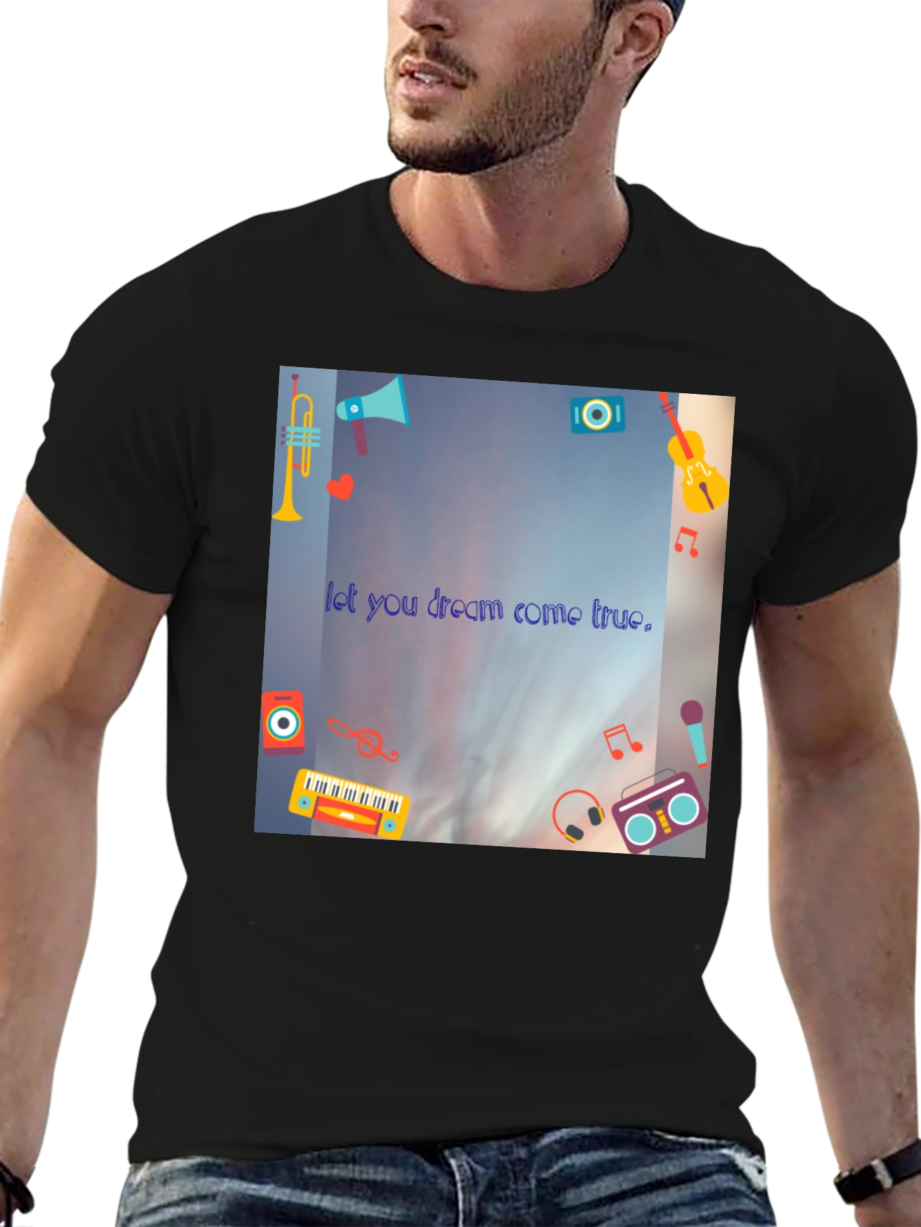 Dream Come True Black T-Shirt - Music Lovers Tee