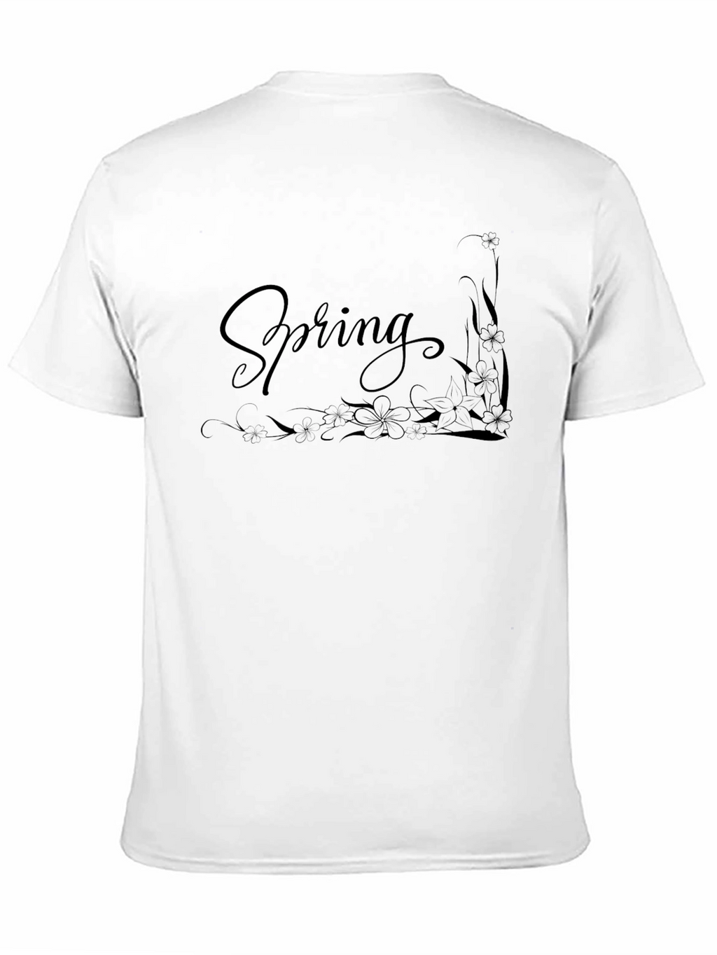 Spring Floral Graphic Black T-Shirt