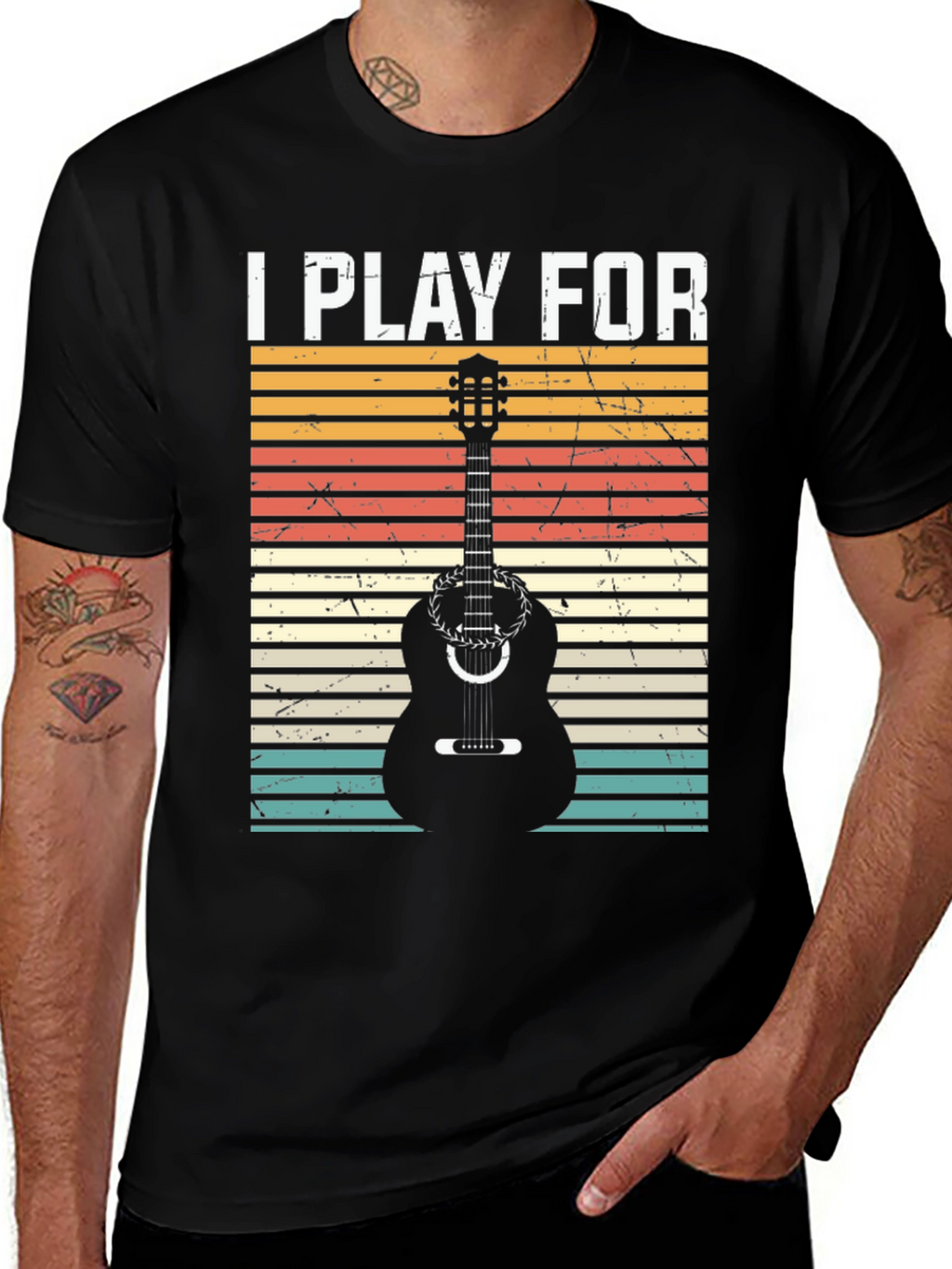 I Play For Guitar Player Black T-Shirt