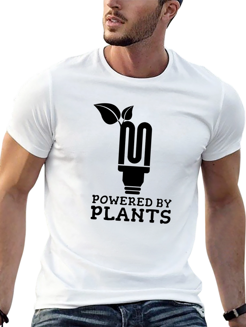 Powered by Plants T-Shirt - Black Eco-Friendly Tee