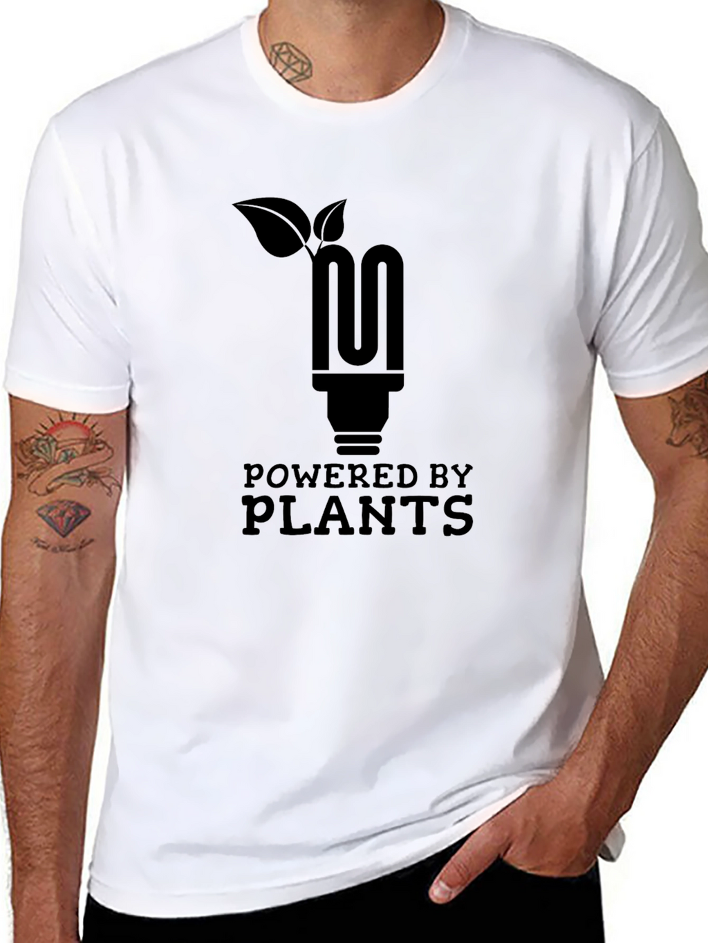 Powered by Plants T-Shirt - Black Eco-Friendly Tee
