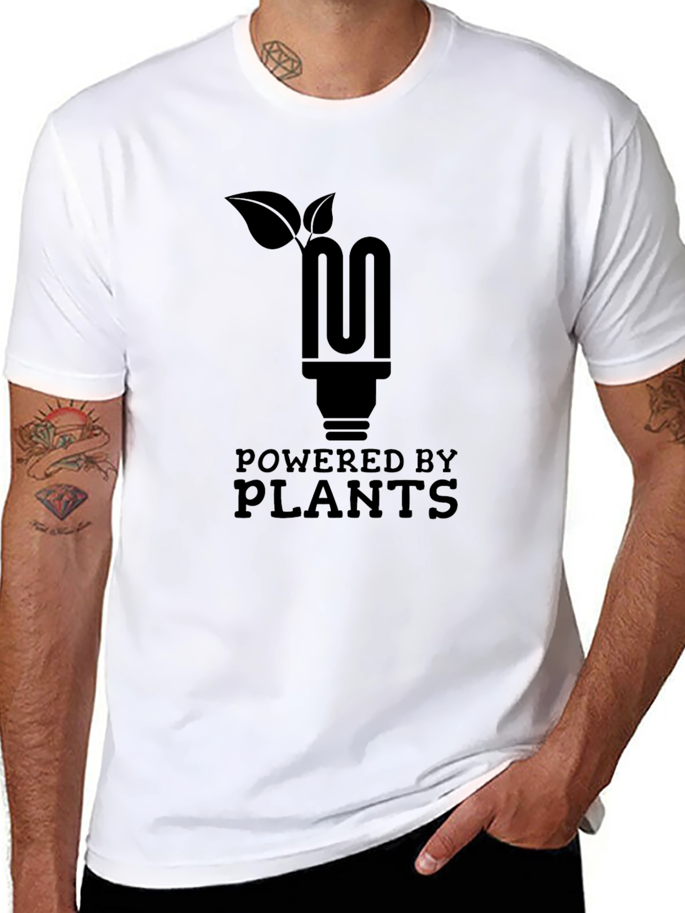 Powered by Plants T-Shirt - Black Eco-Friendly Tee