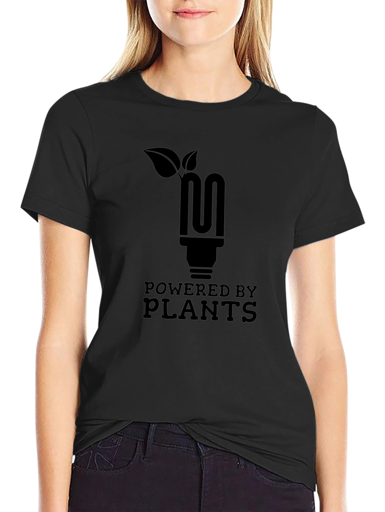 Powered by Plants T-Shirt - Black Eco-Friendly Tee