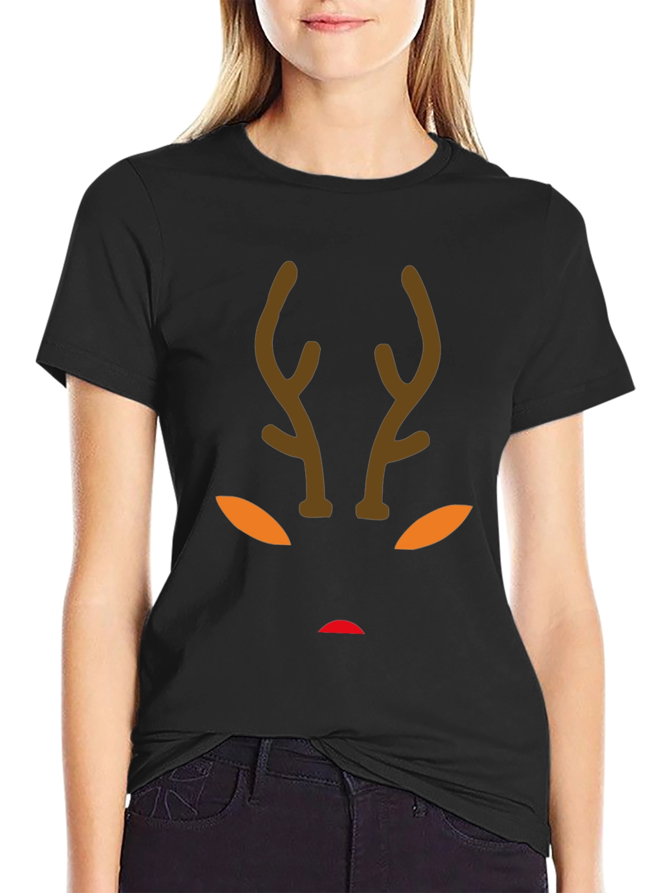 Reindeer Face Graphic Tee - Holiday Fun