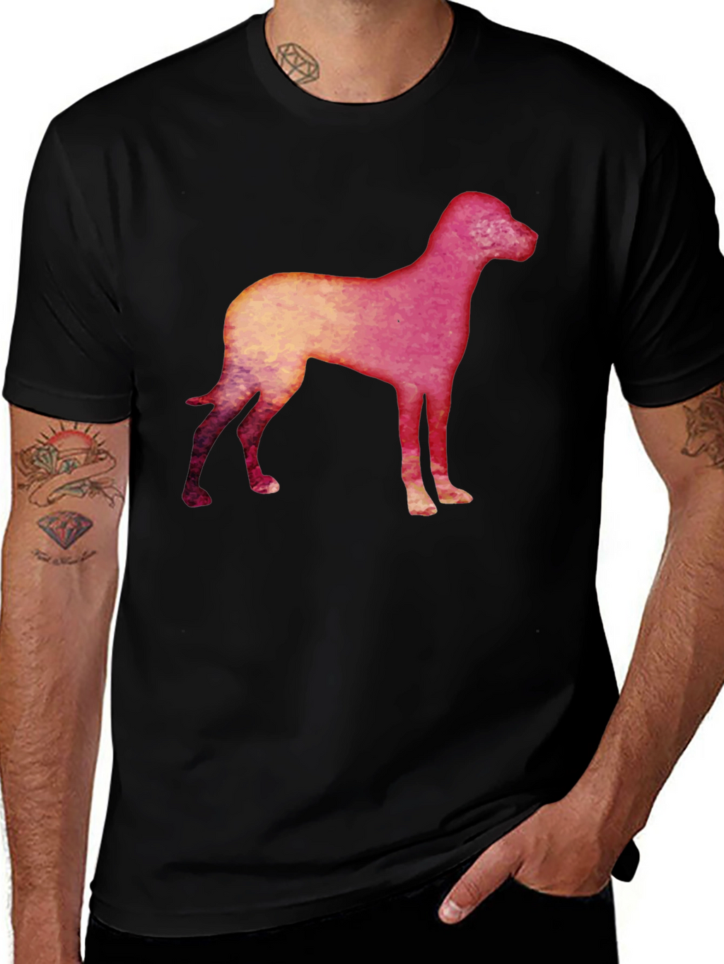 Dog Silhouette Graphic Black T-Shirt