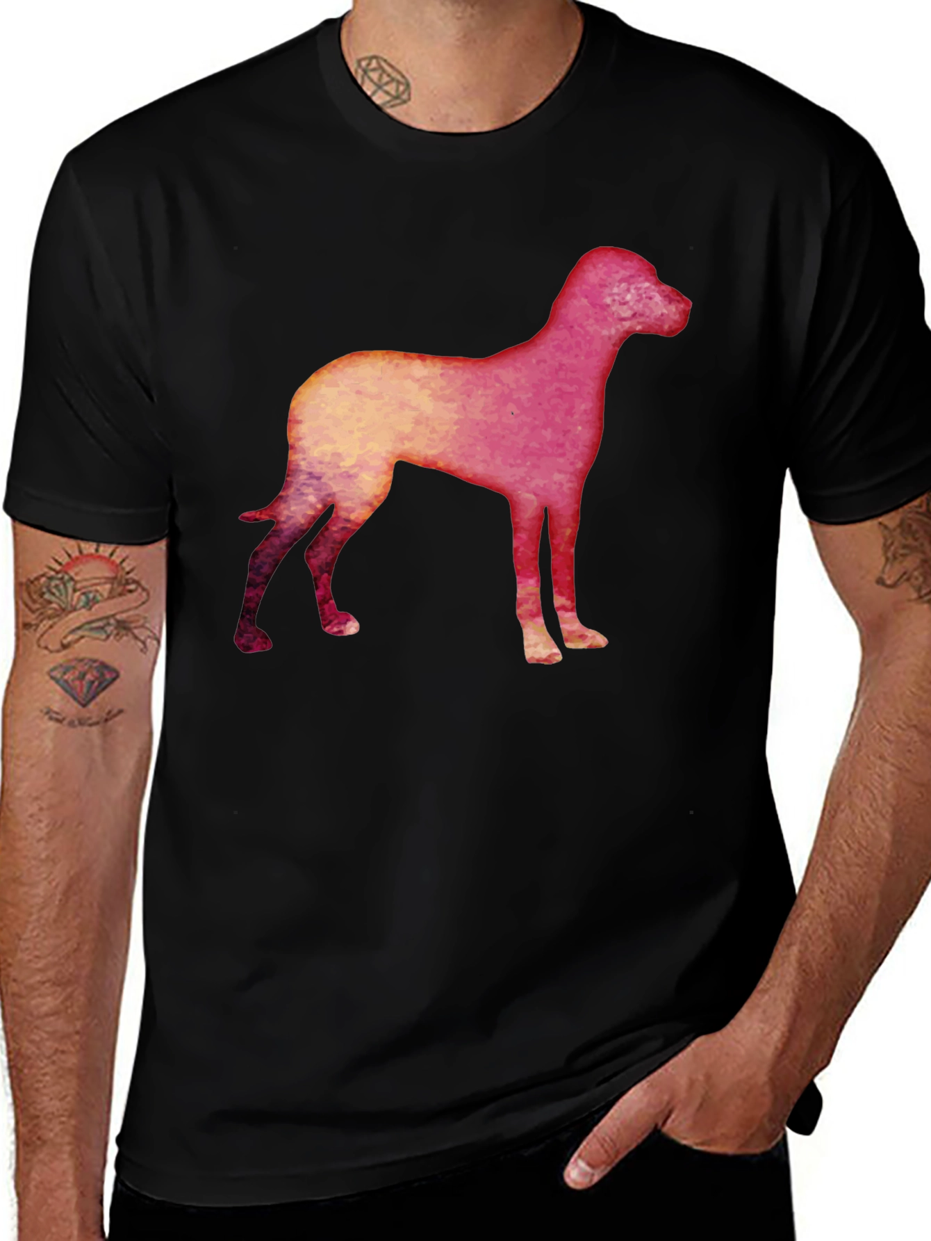 Dog Silhouette Graphic Black T-Shirt