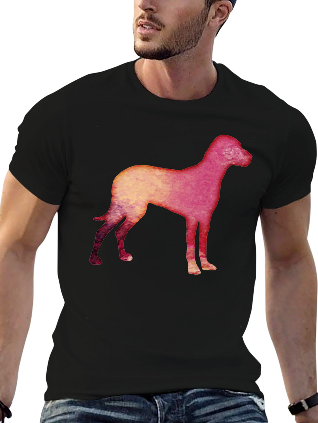 Dog Silhouette Graphic Black T-Shirt