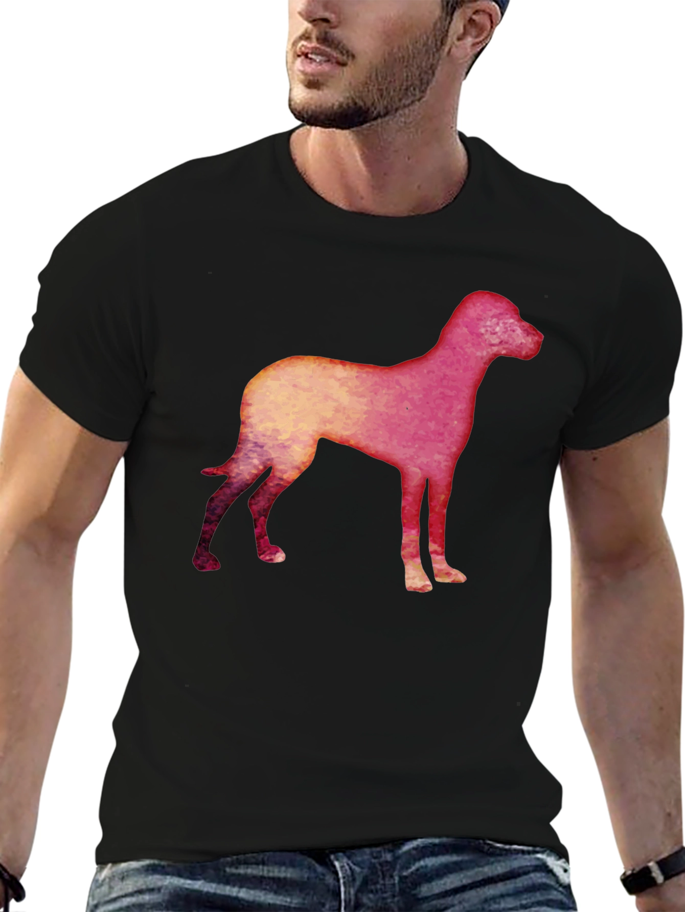 Dog Silhouette Graphic Black T-Shirt