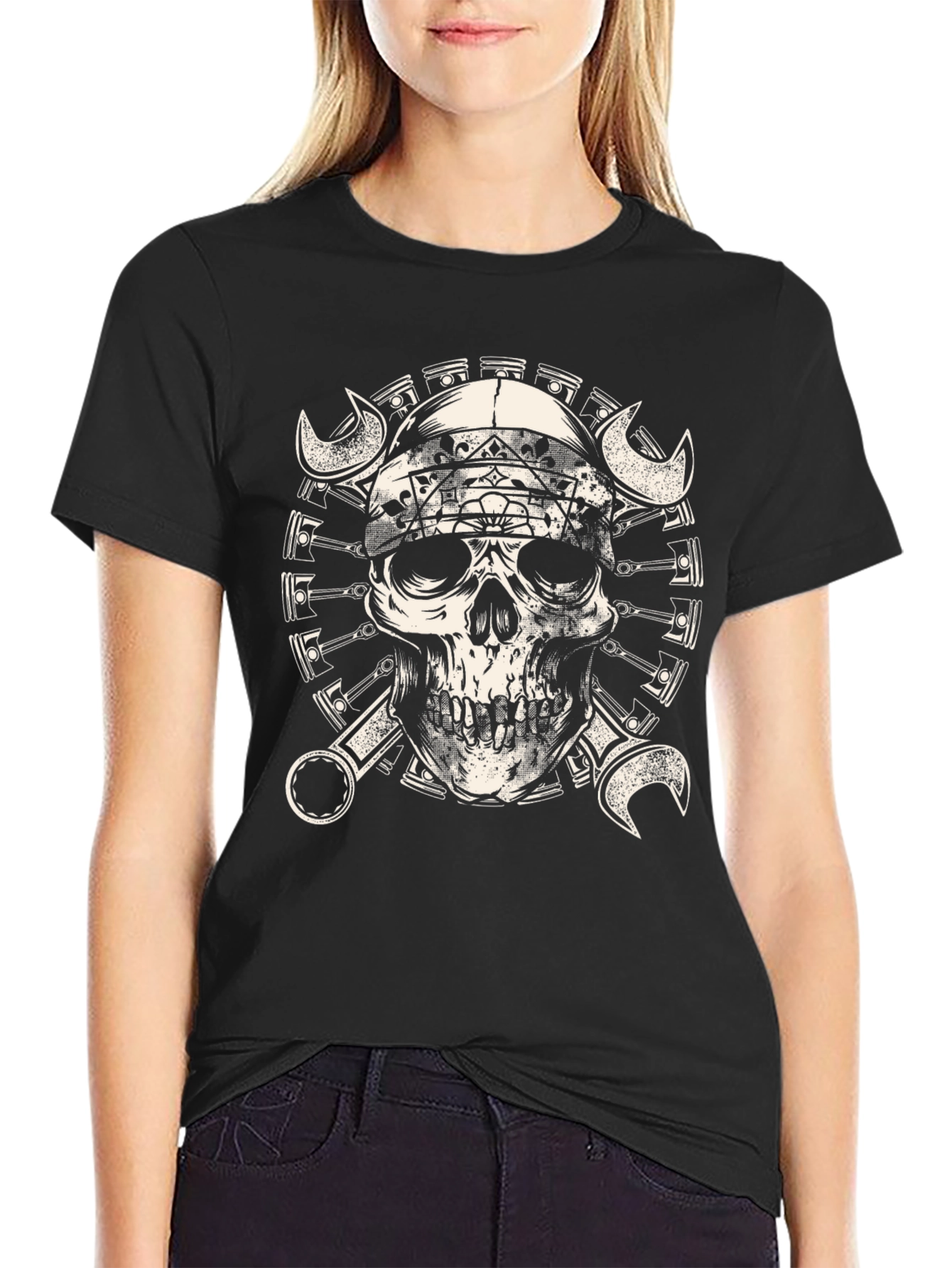 Skull & Wrench Graphic Tee - Mechanic Style
