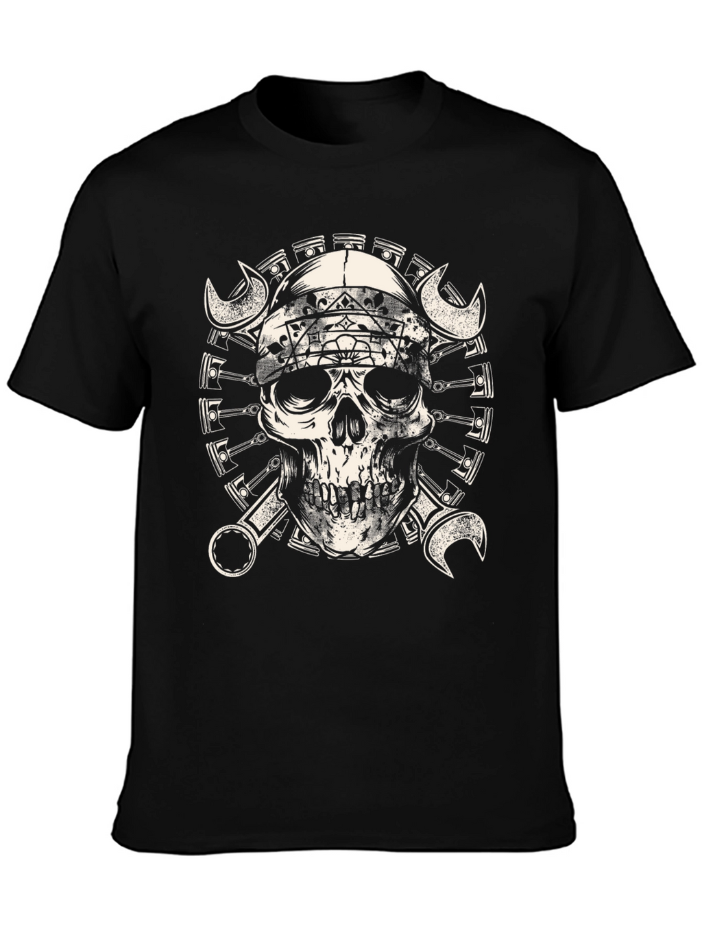 Skull & Wrench Graphic Tee - Mechanic Style