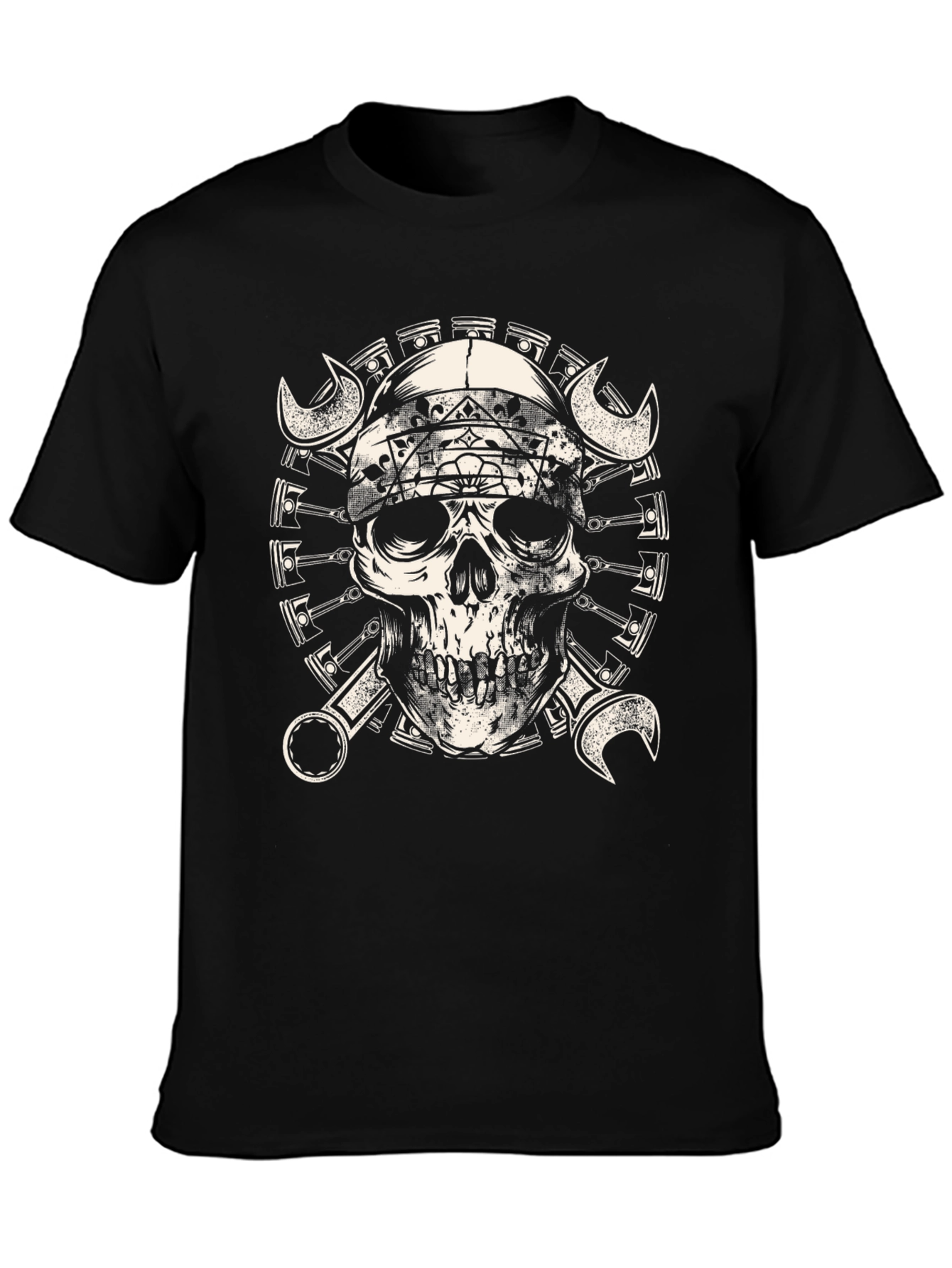 Skull & Wrench Graphic Tee - Mechanic Style