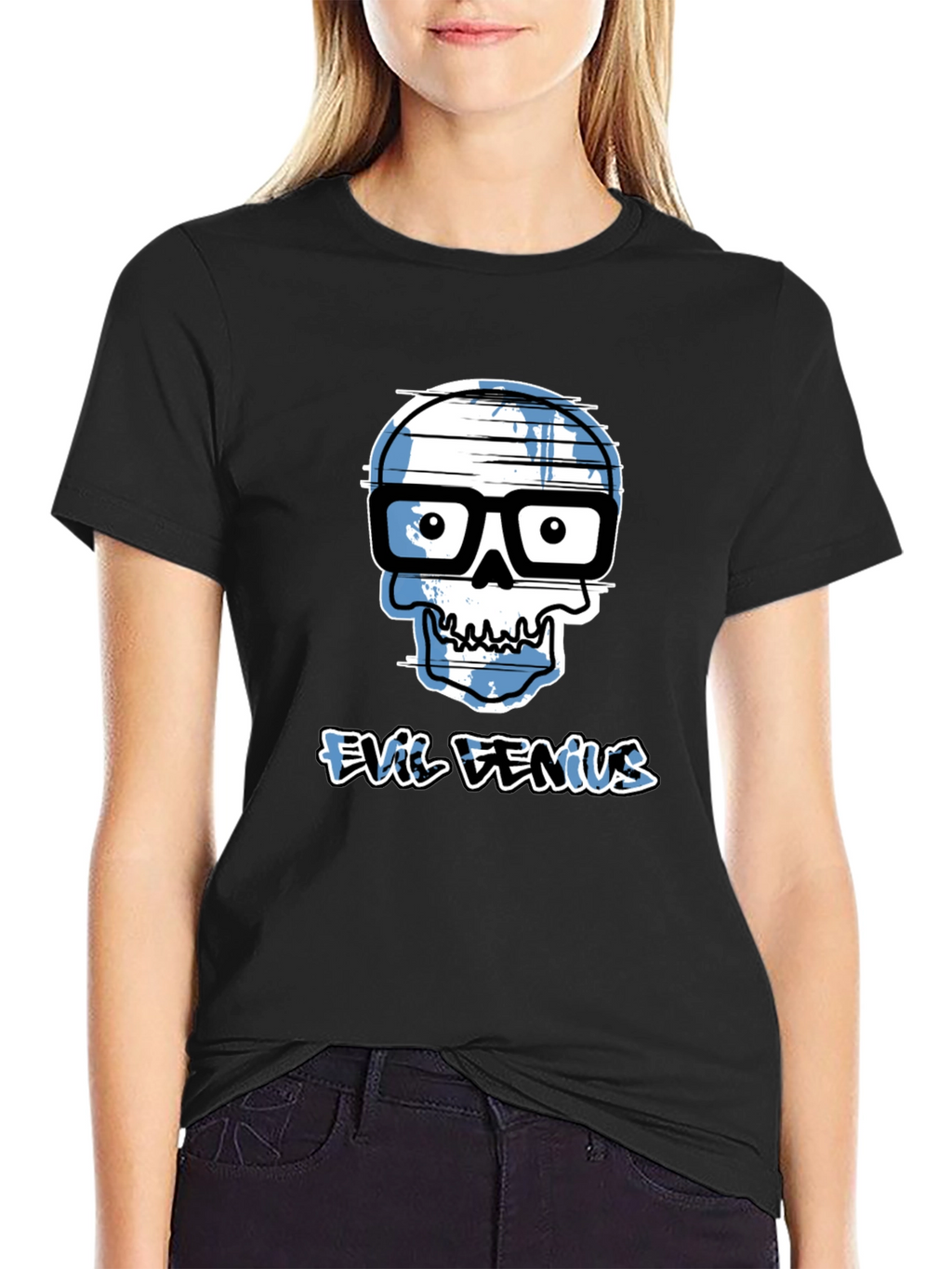 Evil Genius Graphic Tee - Geek Skull T-Shirt