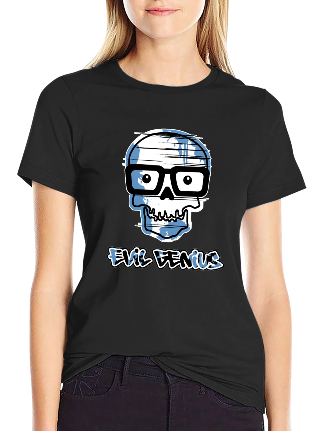 Evil Genius Graphic Tee - Geek Skull T-Shirt