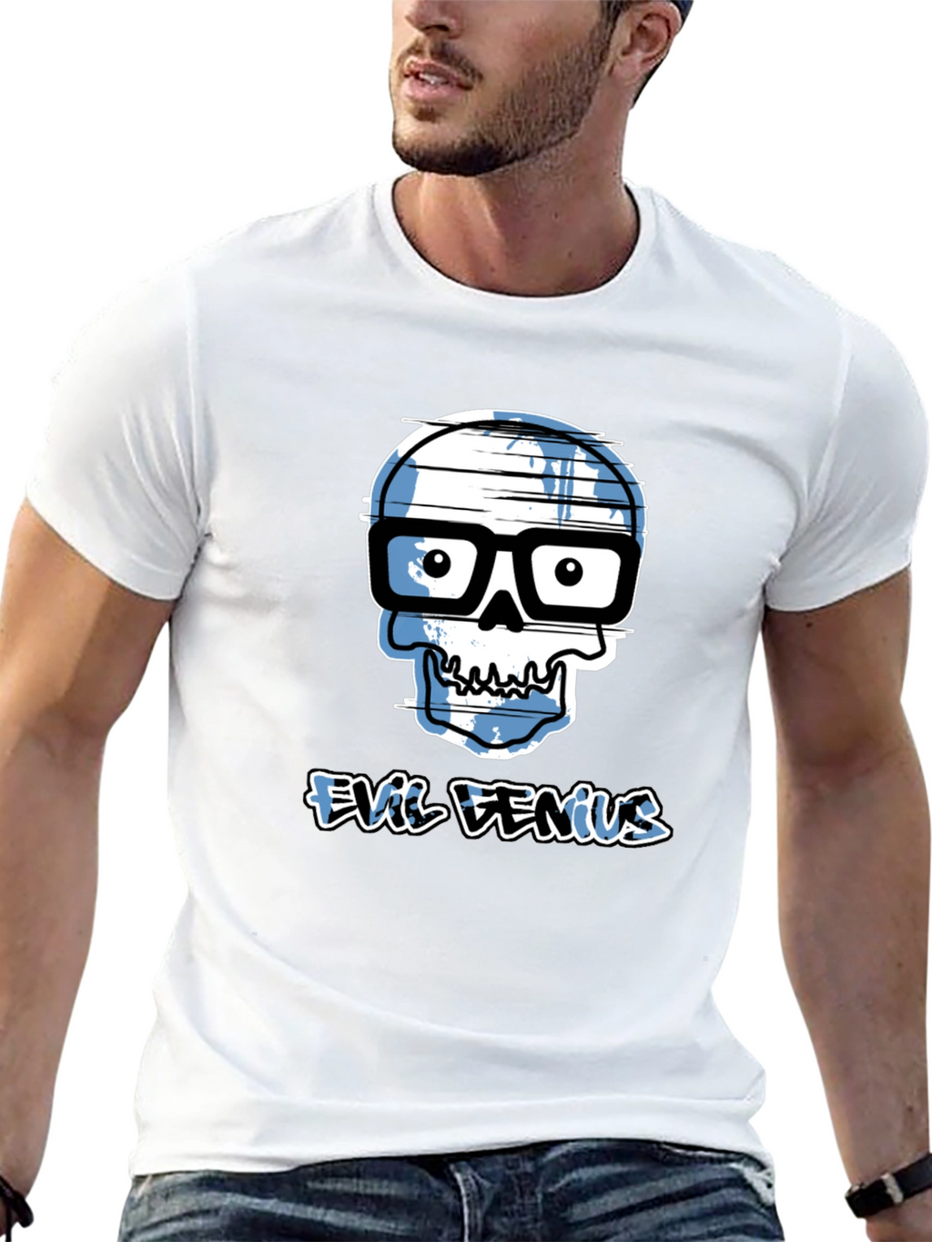 Evil Genius Graphic Tee - Geek Skull T-Shirt