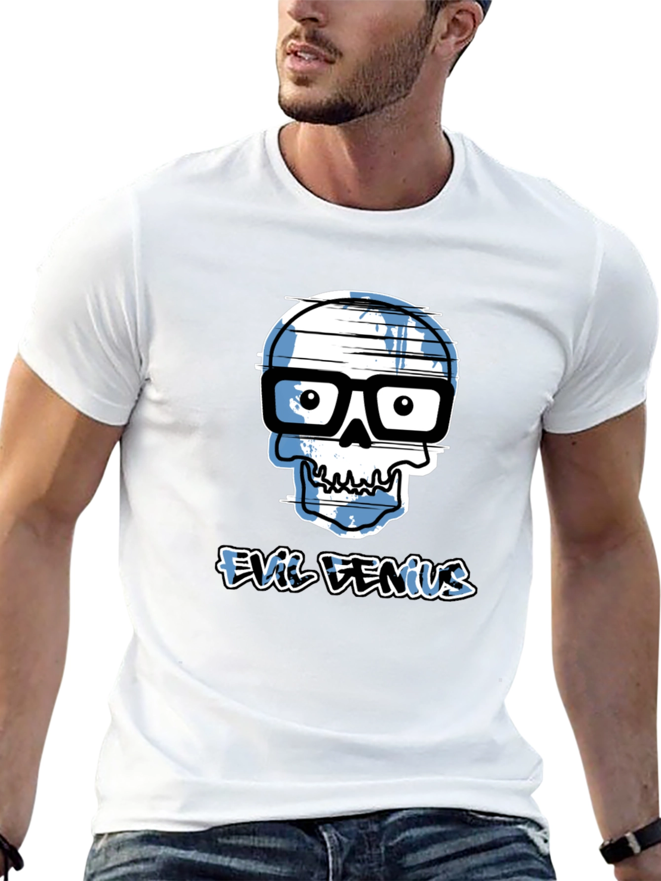 Evil Genius Graphic Tee - Geek Skull T-Shirt